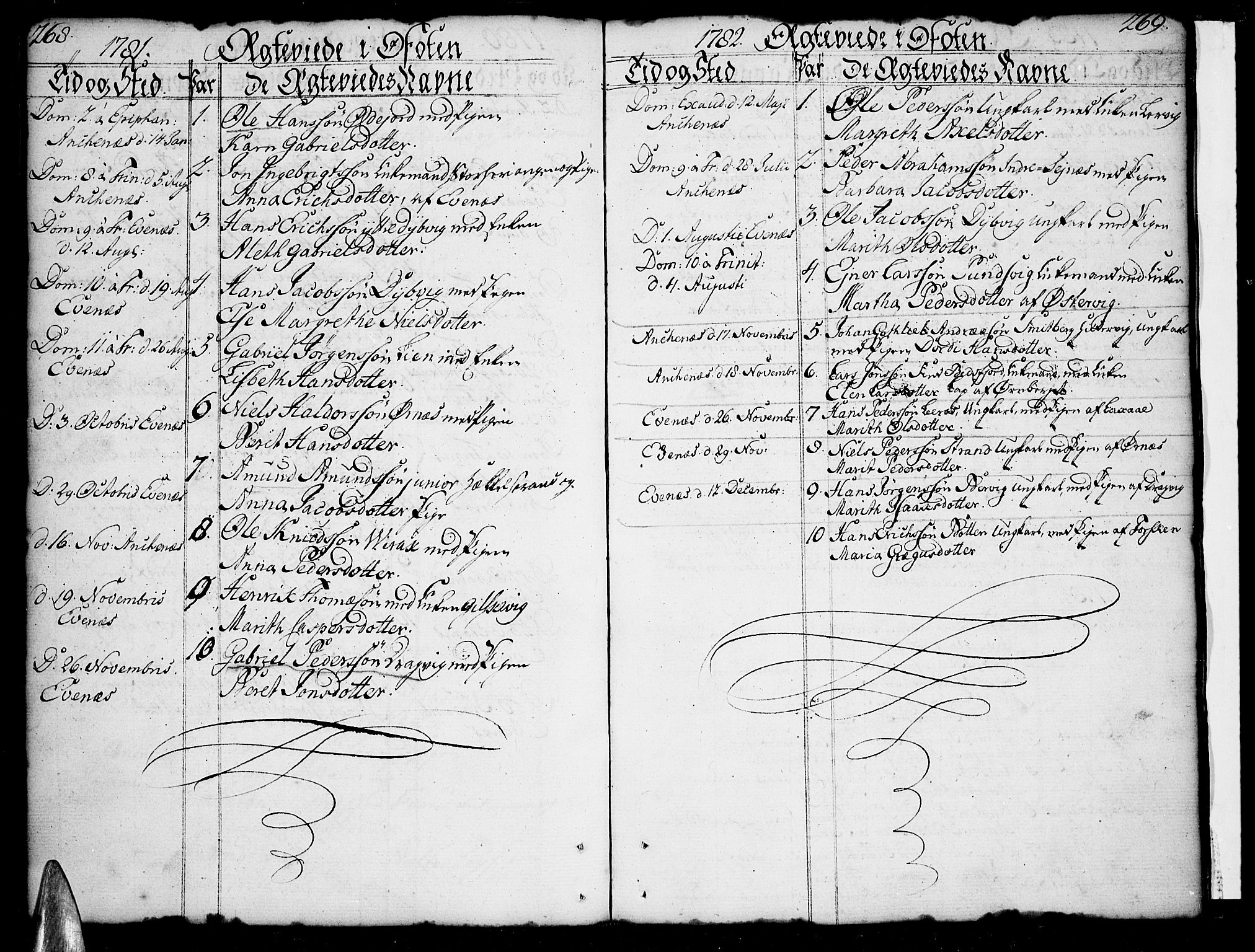 Ministerialprotokoller, klokkerbøker og fødselsregistre - Nordland, AV/SAT-A-1459/863/L0892: Ministerialbok nr. 863A04, 1765-1794, s. 268-269