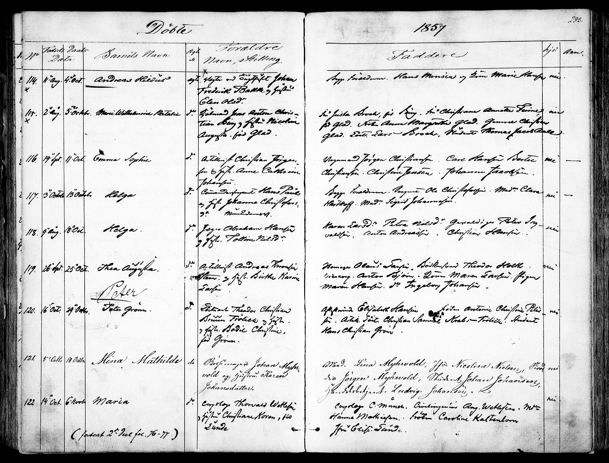 Garnisonsmenigheten Kirkebøker, SAO/A-10846/F/Fa/L0008: Ministerialbok nr. 8, 1842-1859, s. 232