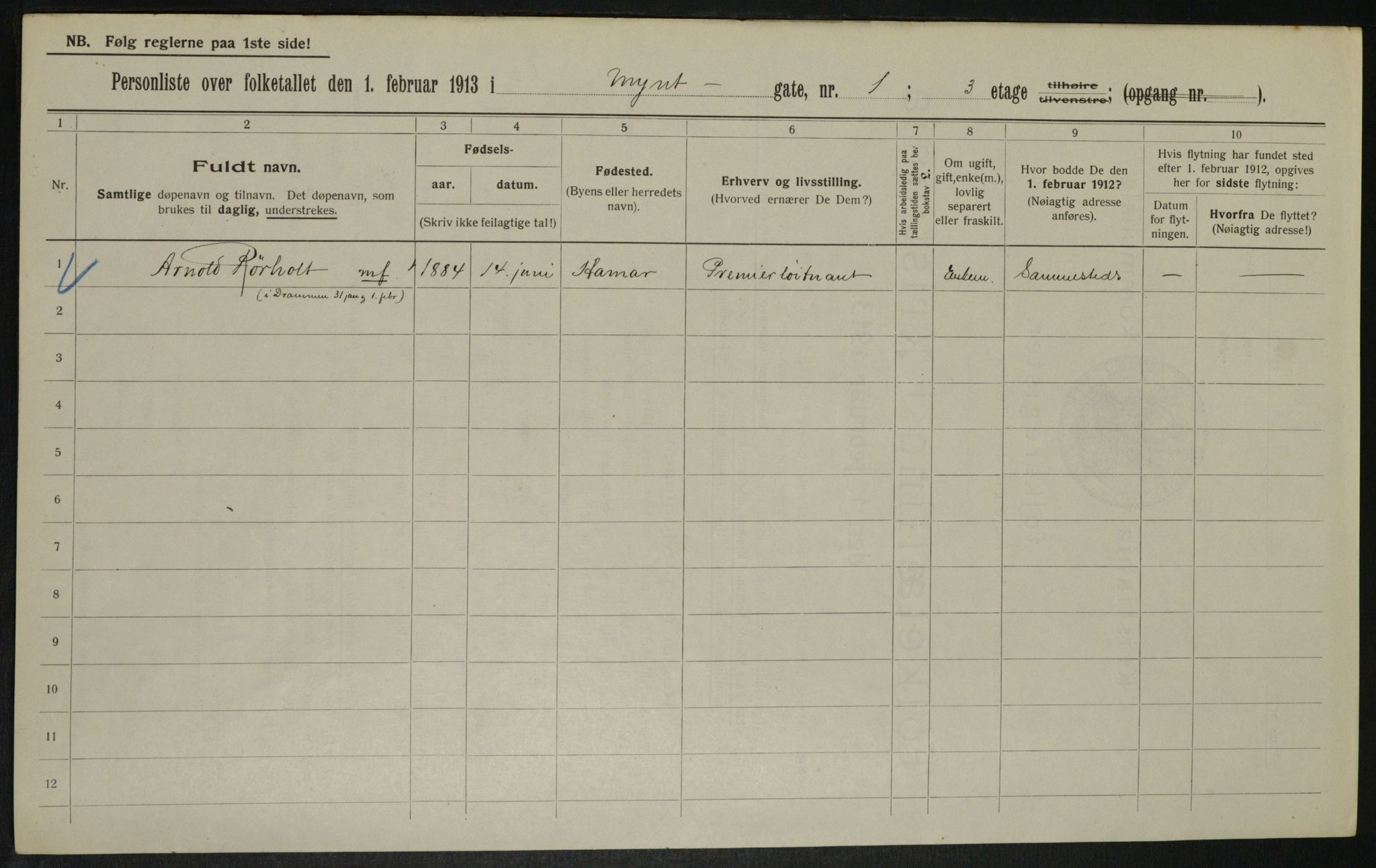 OBA, Kommunal folketelling 1.2.1913 for Kristiania, 1913, s. 68286