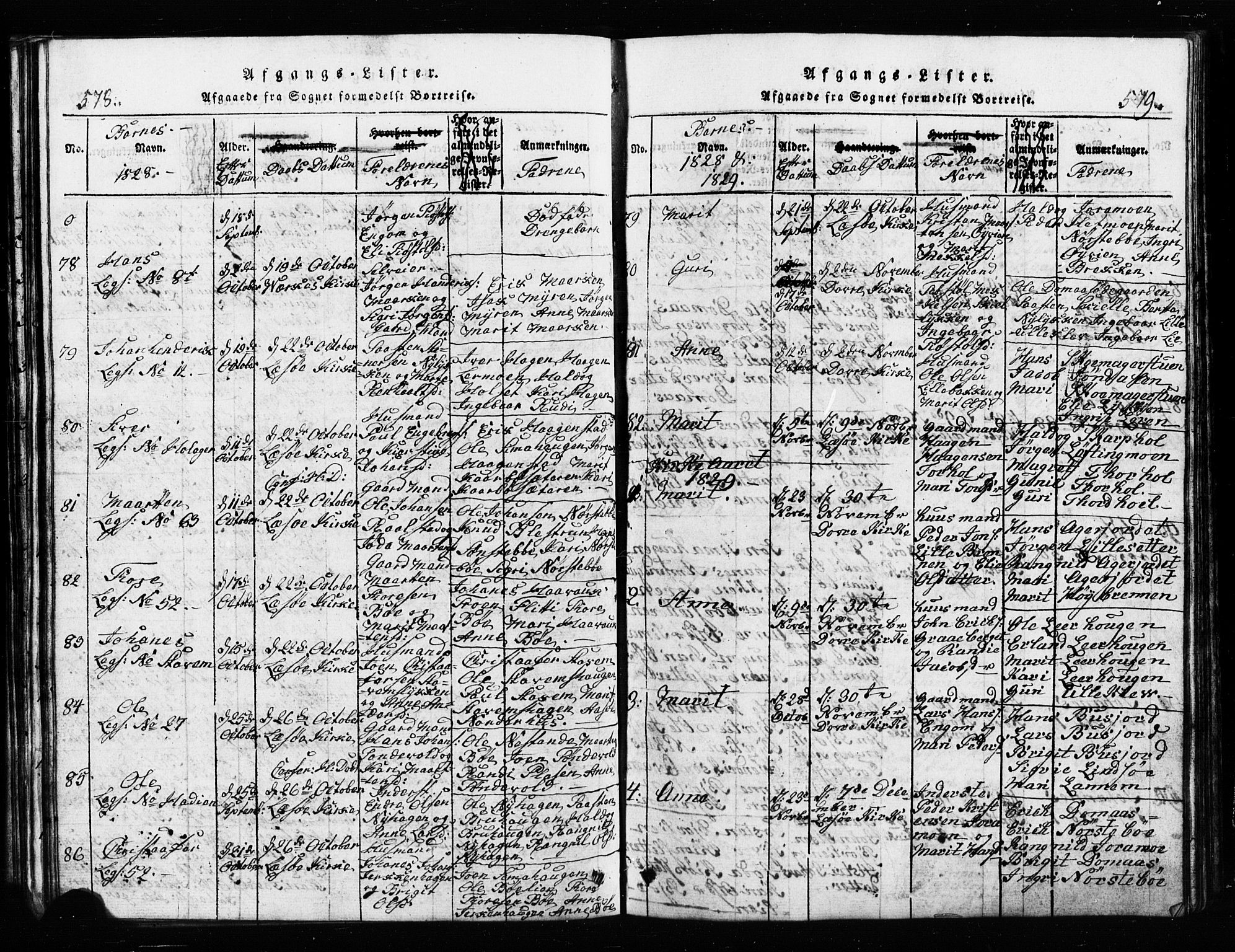 Lesja prestekontor, AV/SAH-PREST-068/H/Ha/Hab/L0001: Klokkerbok nr. 1, 1820-1831, s. 578-579