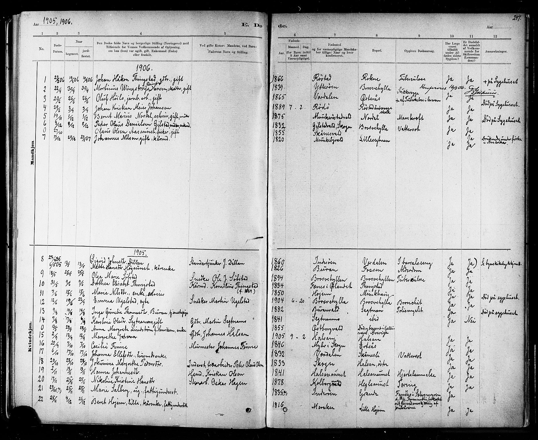 Ministerialprotokoller, klokkerbøker og fødselsregistre - Nord-Trøndelag, AV/SAT-A-1458/721/L0208: Klokkerbok nr. 721C01, 1880-1917, s. 247