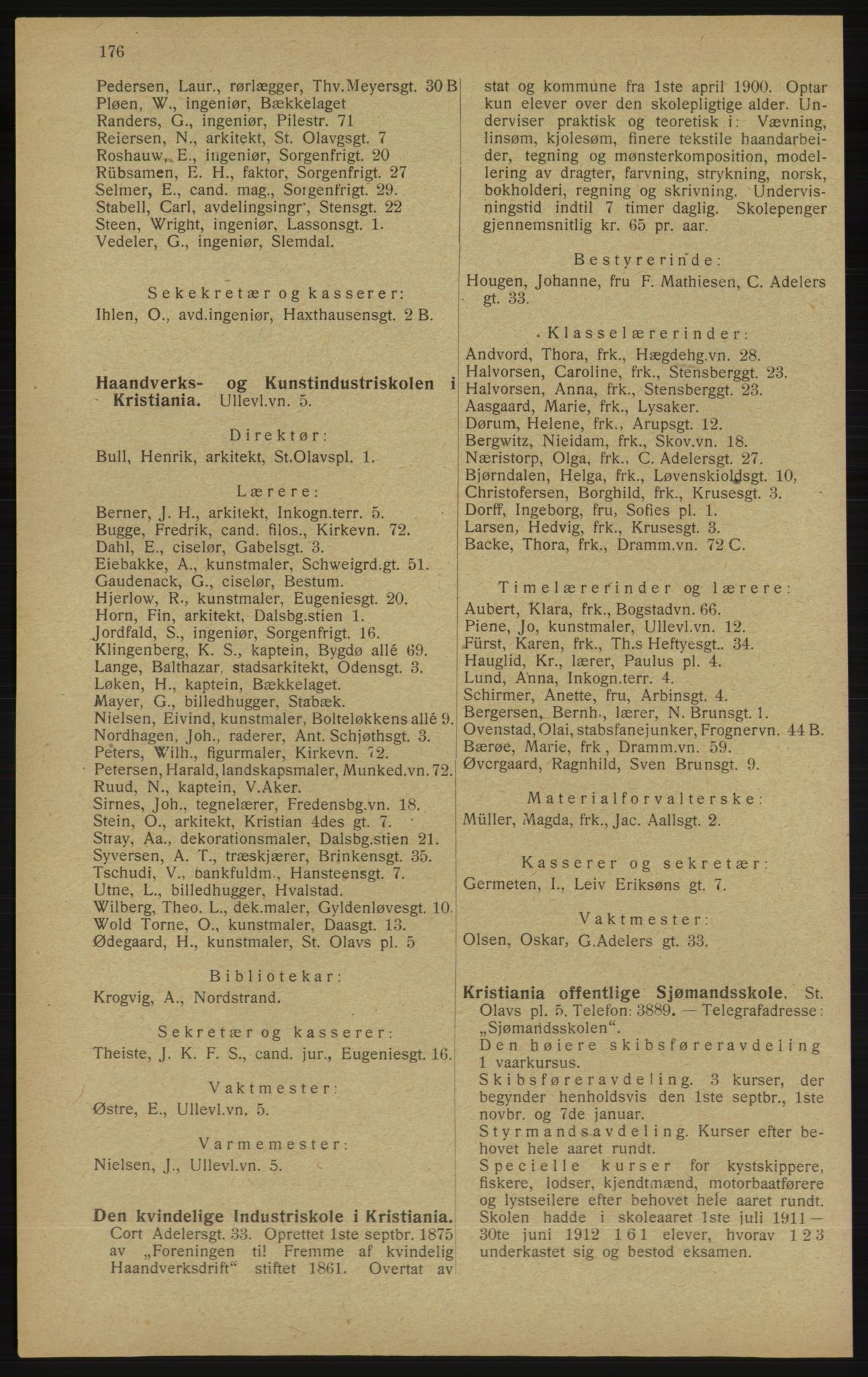 Kristiania/Oslo adressebok, PUBL/-, 1913, s. 178