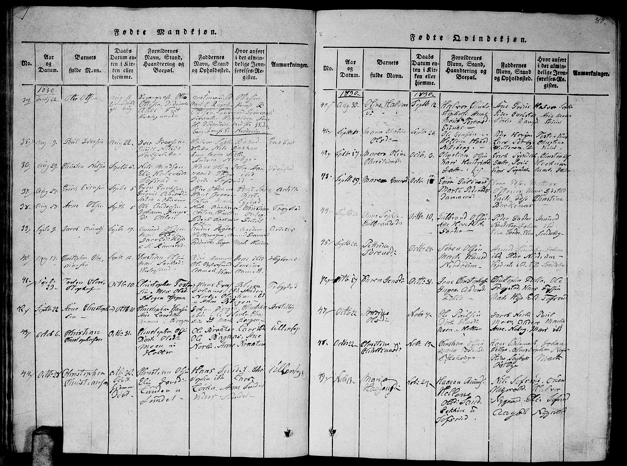 Fet prestekontor Kirkebøker, AV/SAO-A-10370a/G/Ga/L0001: Klokkerbok nr. I 1, 1815-1842, s. 87