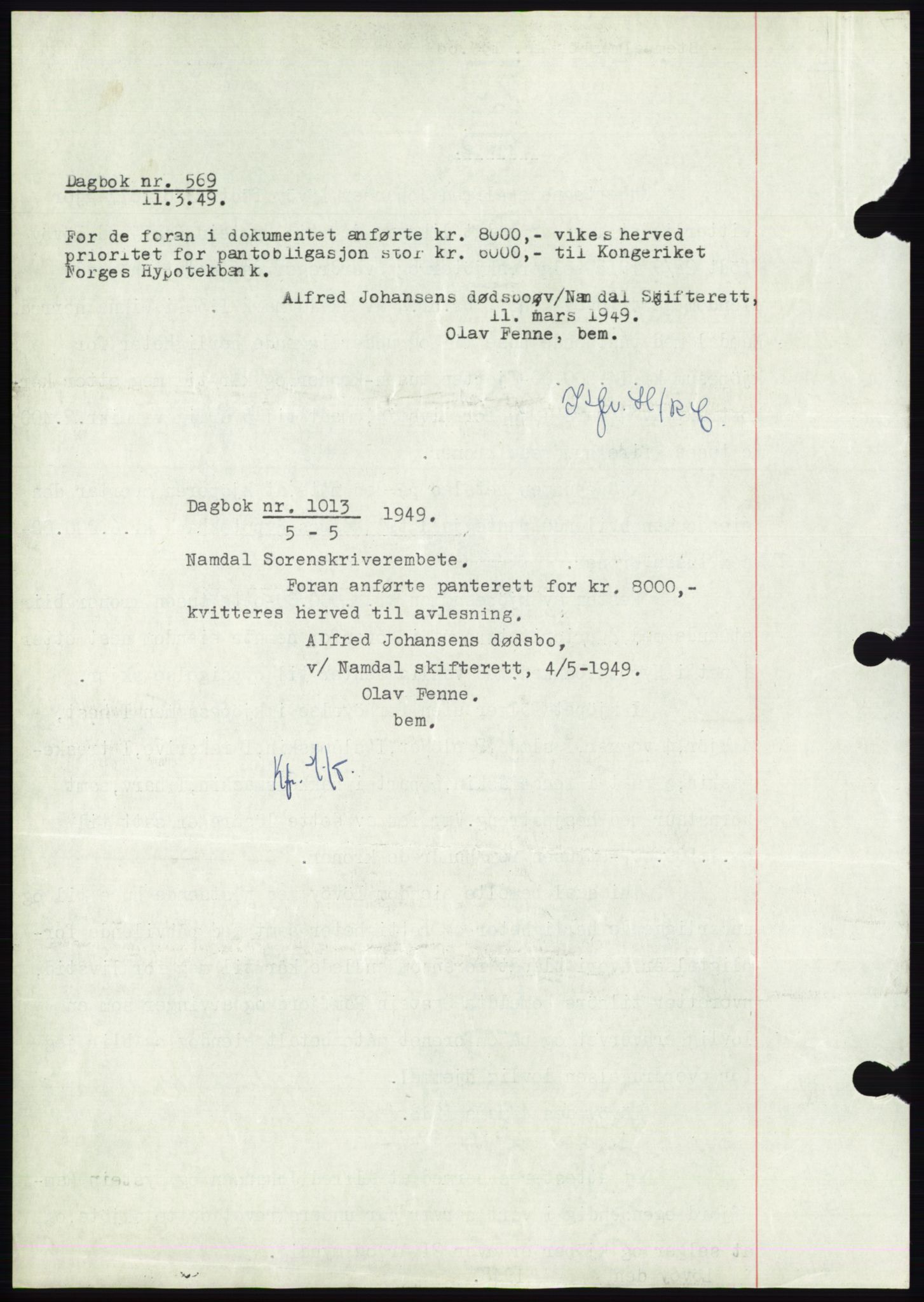 Namdal sorenskriveri, SAT/A-4133/1/2/2C: Pantebok nr. -, 1947-1948, Dagboknr: 569/1948