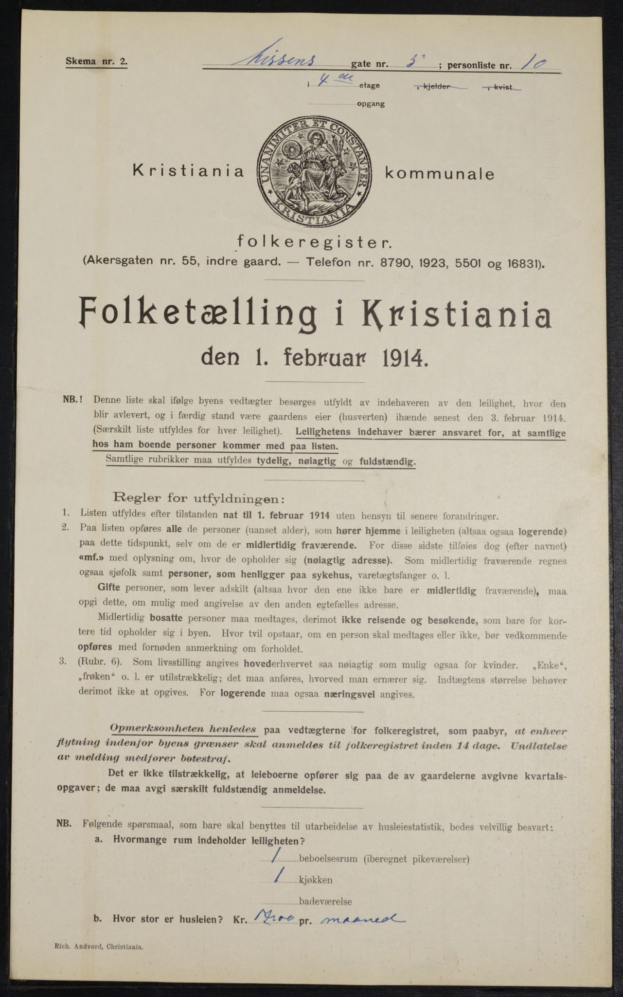 OBA, Kommunal folketelling 1.2.1914 for Kristiania, 1914, s. 71216