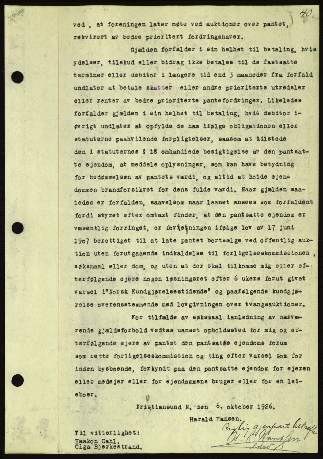 Kristiansund byfogd, AV/SAT-A-4587/A/27: Pantebok nr. 21, 1926-1928, Tingl.dato: 07.10.1926