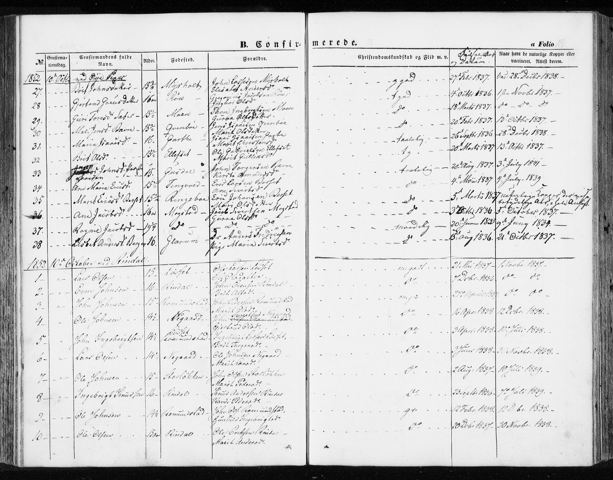 Ministerialprotokoller, klokkerbøker og fødselsregistre - Møre og Romsdal, SAT/A-1454/595/L1044: Ministerialbok nr. 595A06, 1852-1863, s. 114