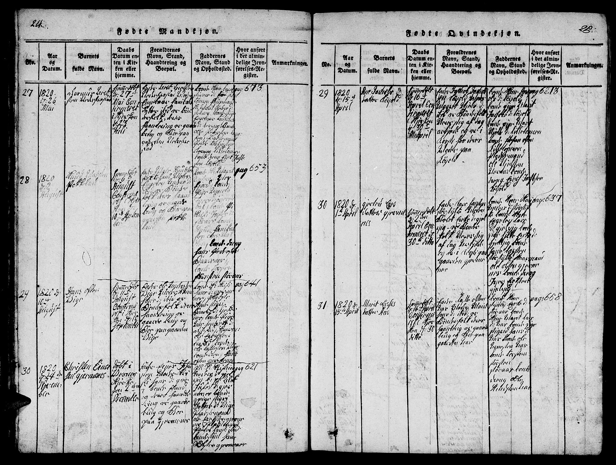 Ministerialprotokoller, klokkerbøker og fødselsregistre - Møre og Romsdal, AV/SAT-A-1454/539/L0535: Klokkerbok nr. 539C01, 1818-1842, s. 24-25