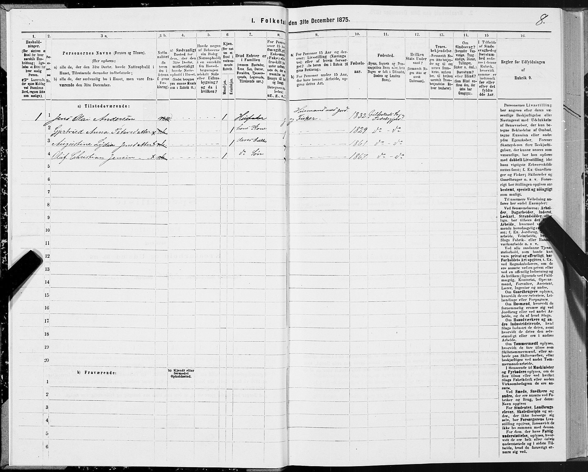 SAT, Folketelling 1875 for 1838P Gildeskål prestegjeld, 1875, s. 1008