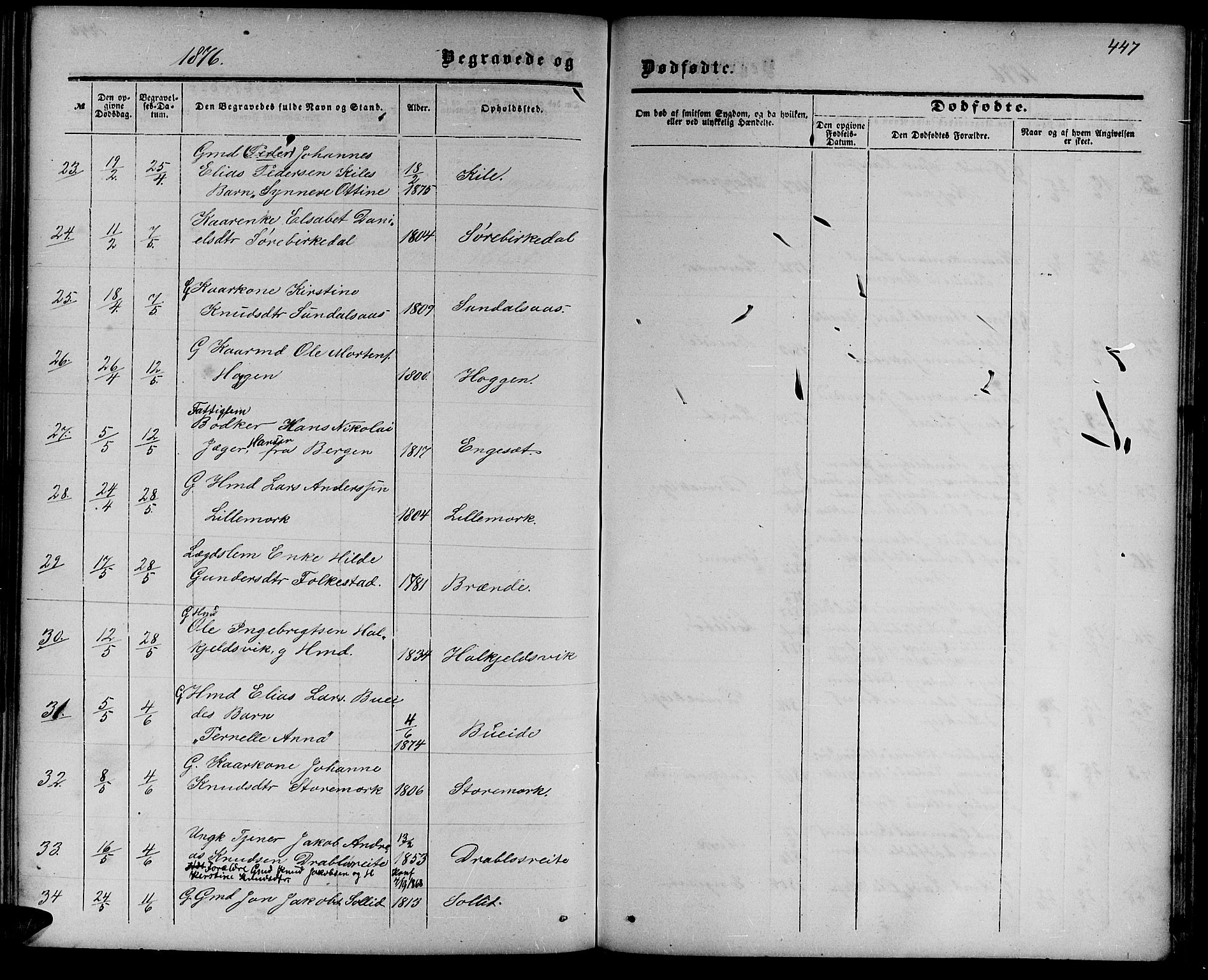 Ministerialprotokoller, klokkerbøker og fødselsregistre - Møre og Romsdal, AV/SAT-A-1454/511/L0157: Klokkerbok nr. 511C03, 1864-1884, s. 447