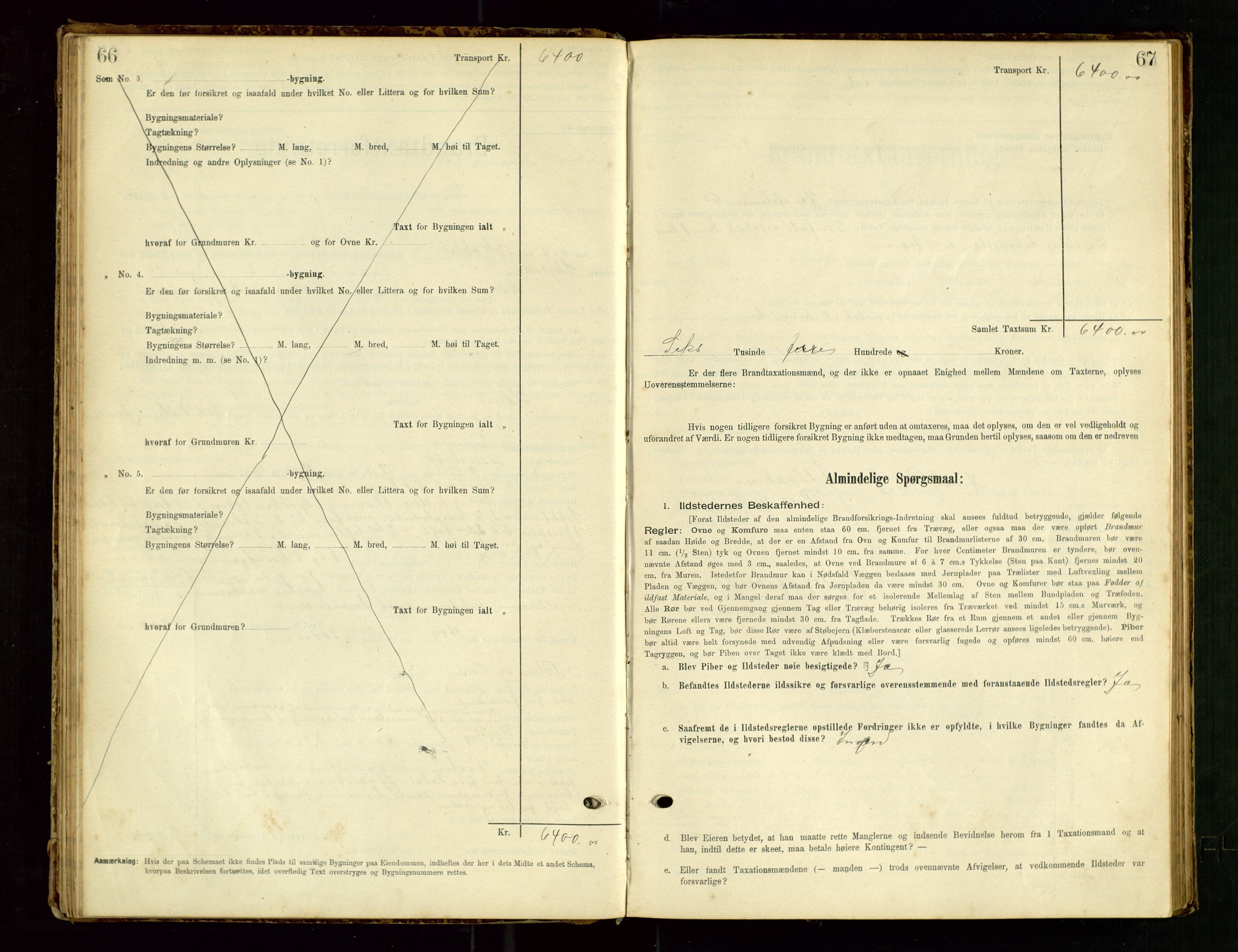 Hå lensmannskontor, SAST/A-100456/Goa/L0003: Takstprotokoll (skjema), 1895-1911, s. 66-67