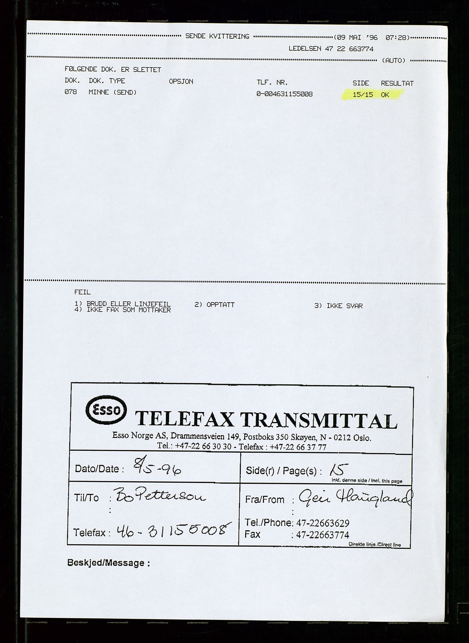 PA 1538 - Exxon Chemical Norge A/S, AV/SAST-A-101958/A/Aa/L0002/0003: Styredokumenter / Styremøter og generalforsamling, 1992-1995