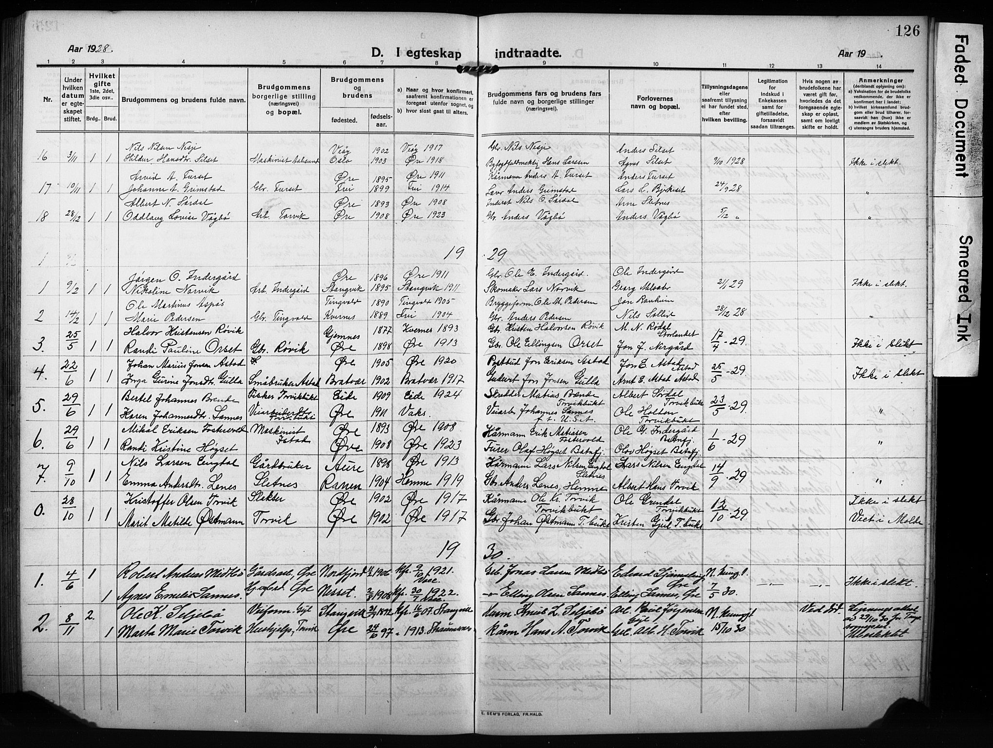 Ministerialprotokoller, klokkerbøker og fødselsregistre - Møre og Romsdal, AV/SAT-A-1454/584/L0970: Klokkerbok nr. 584C03, 1912-1932, s. 126