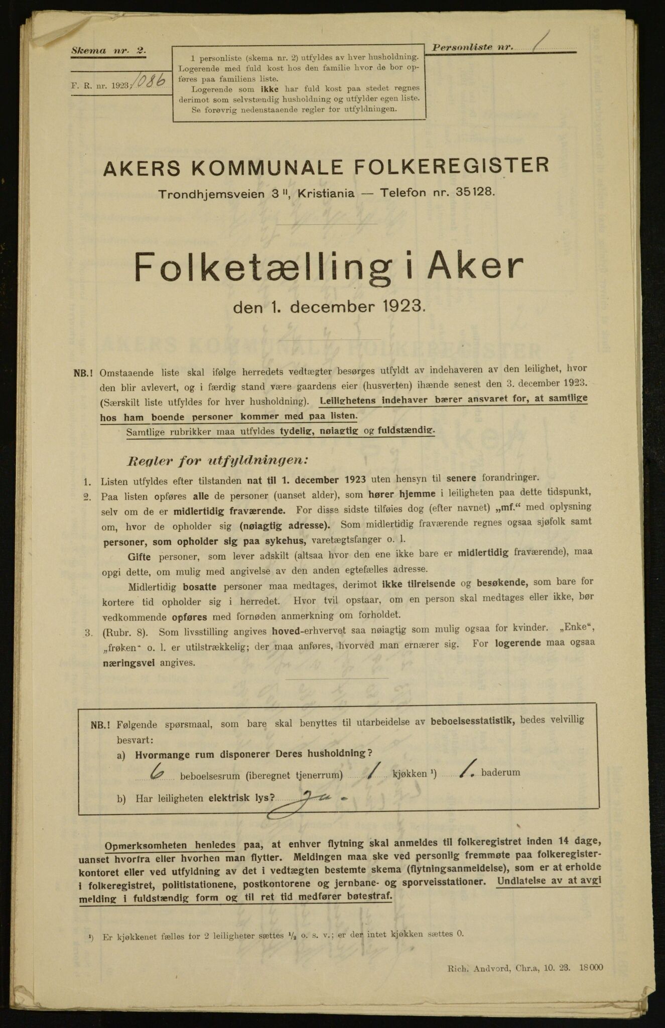 , Kommunal folketelling 1.12.1923 for Aker, 1923, s. 6579