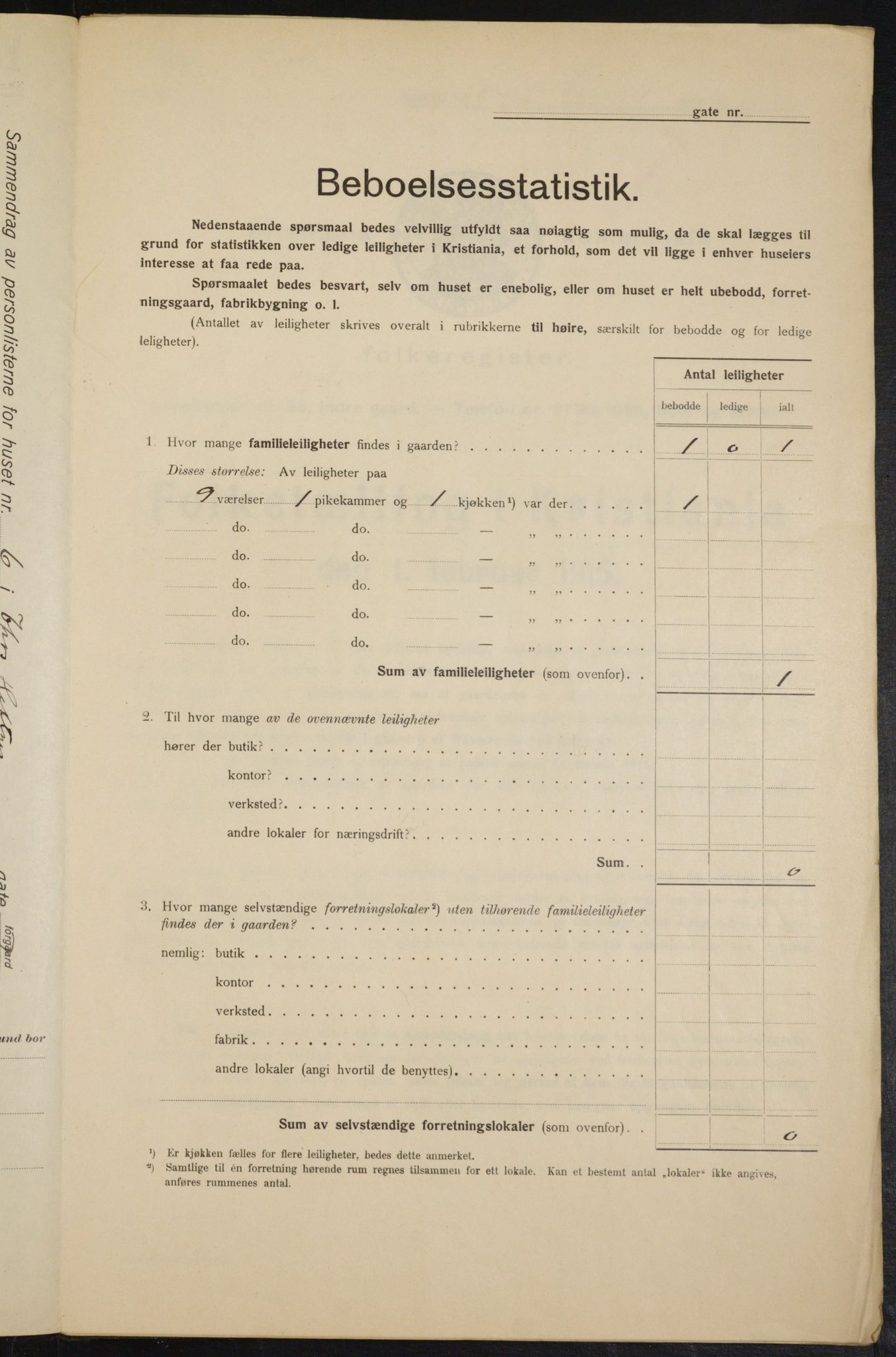 OBA, Kommunal folketelling 1.2.1915 for Kristiania, 1915, s. 109050