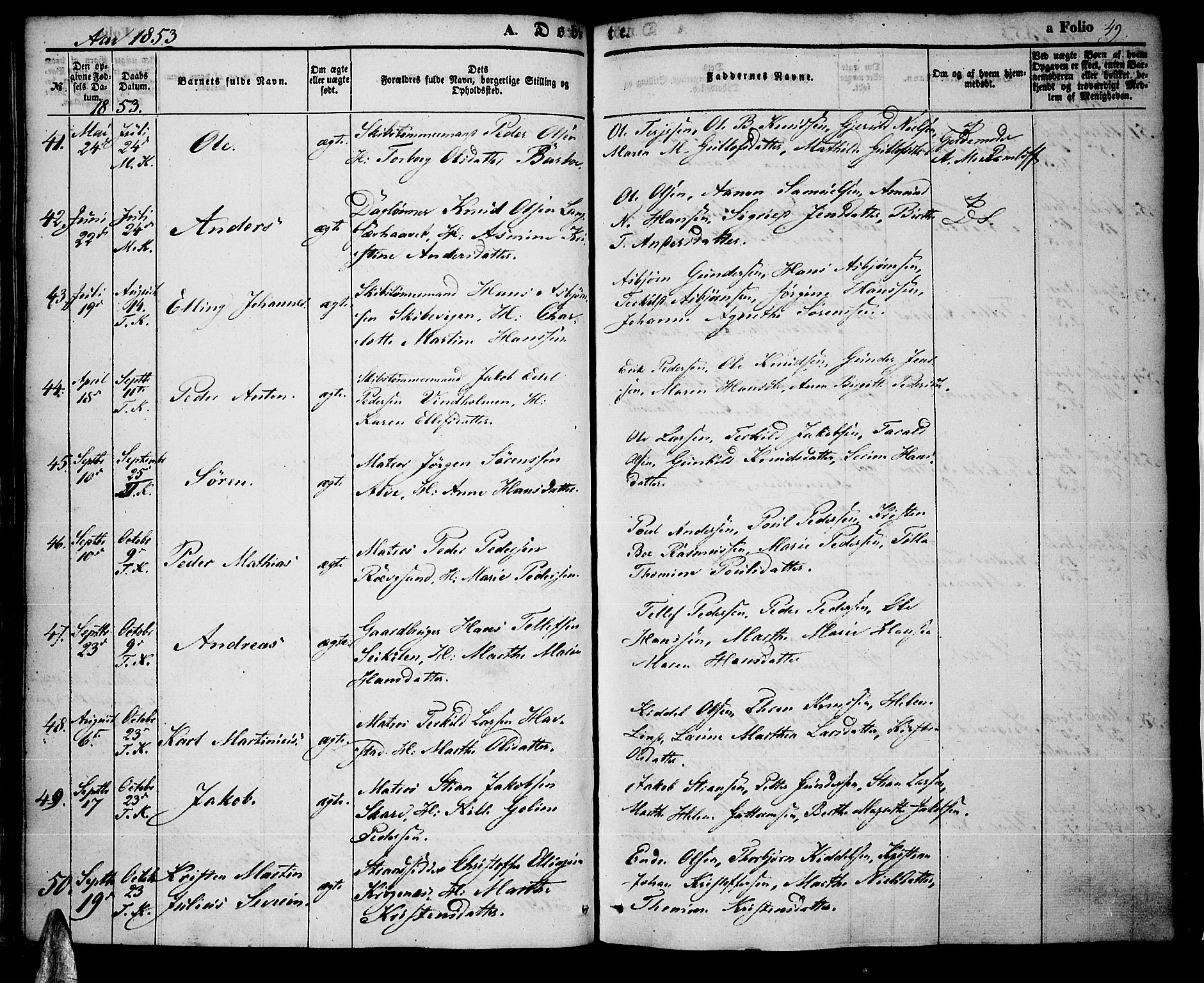 Tromøy sokneprestkontor, AV/SAK-1111-0041/F/Fa/L0005: Ministerialbok nr. A 5, 1847-1856, s. 49