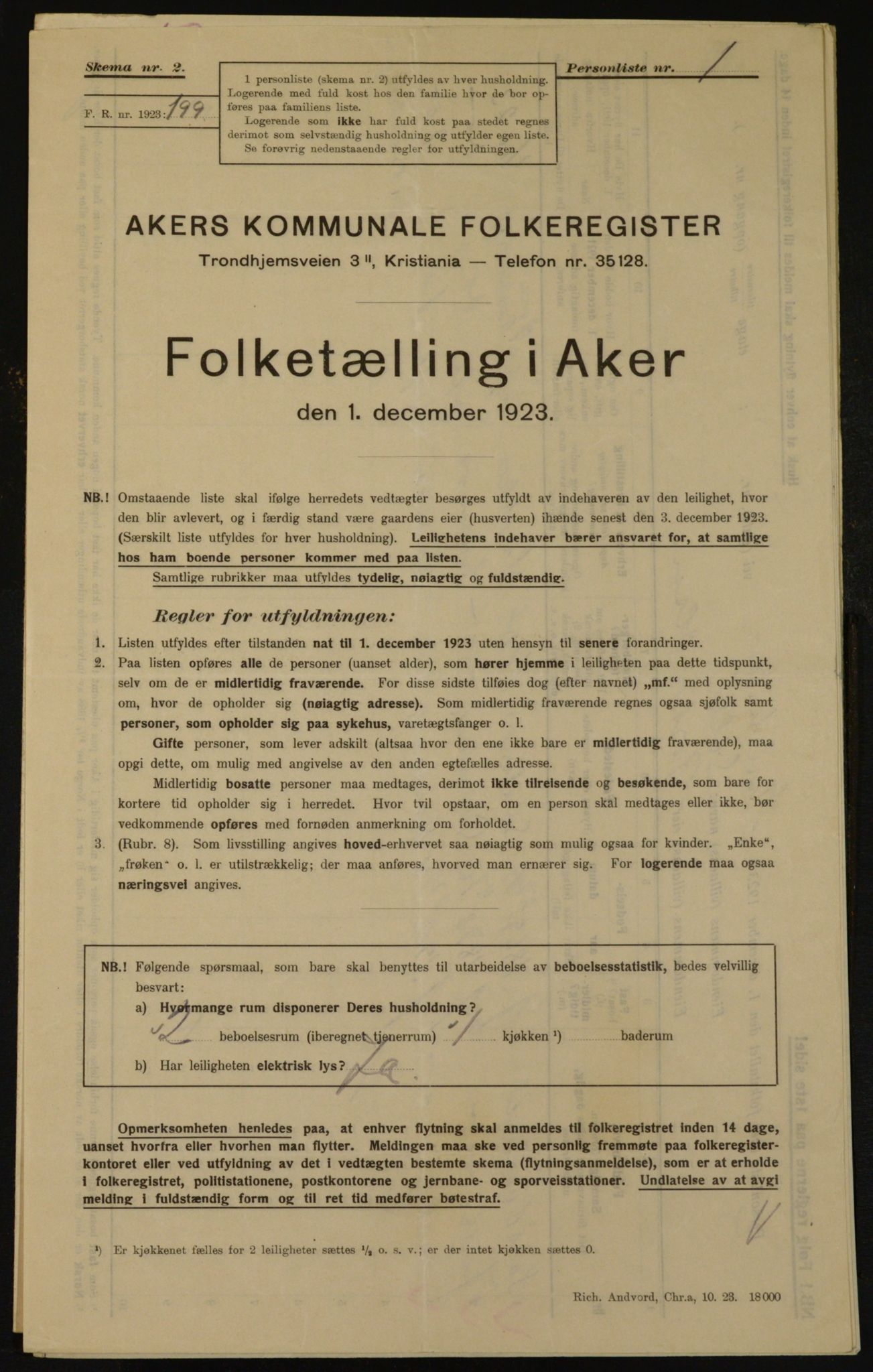 , Kommunal folketelling 1.12.1923 for Aker, 1923, s. 23484