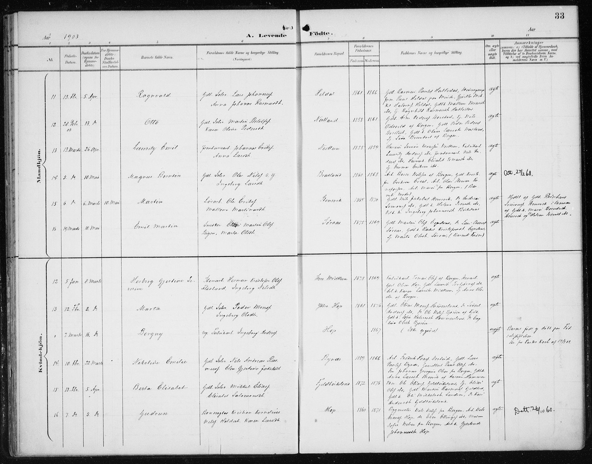 Fana Sokneprestembete, AV/SAB-A-75101/H/Haa/Haai/L0003: Ministerialbok nr. I 3, 1900-1912, s. 33