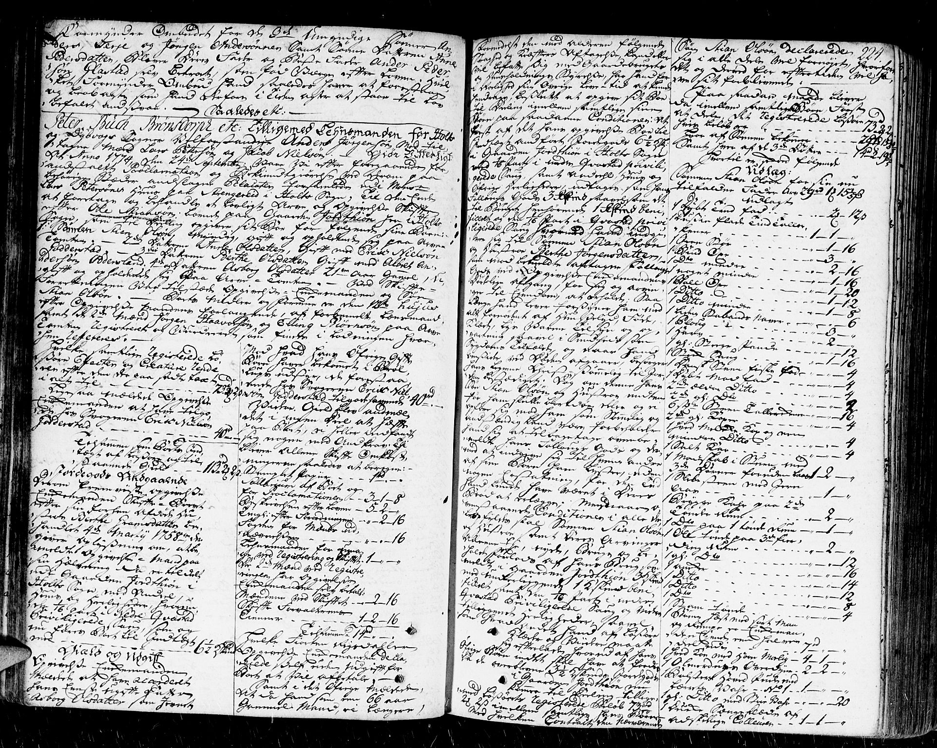 Nedenes sorenskriveri før 1824, SAK/1221-0007/H/Hc/L0035: Skifteprotokoll med register nr 23a, 1772-1780, s. 223b-224a