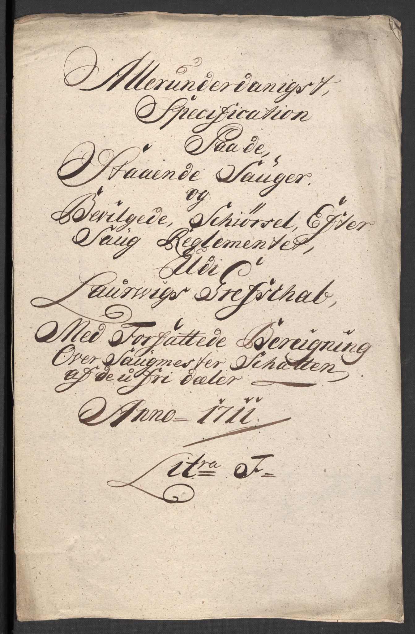 Rentekammeret inntil 1814, Reviderte regnskaper, Fogderegnskap, RA/EA-4092/R33/L1983: Fogderegnskap Larvik grevskap, 1711, s. 155