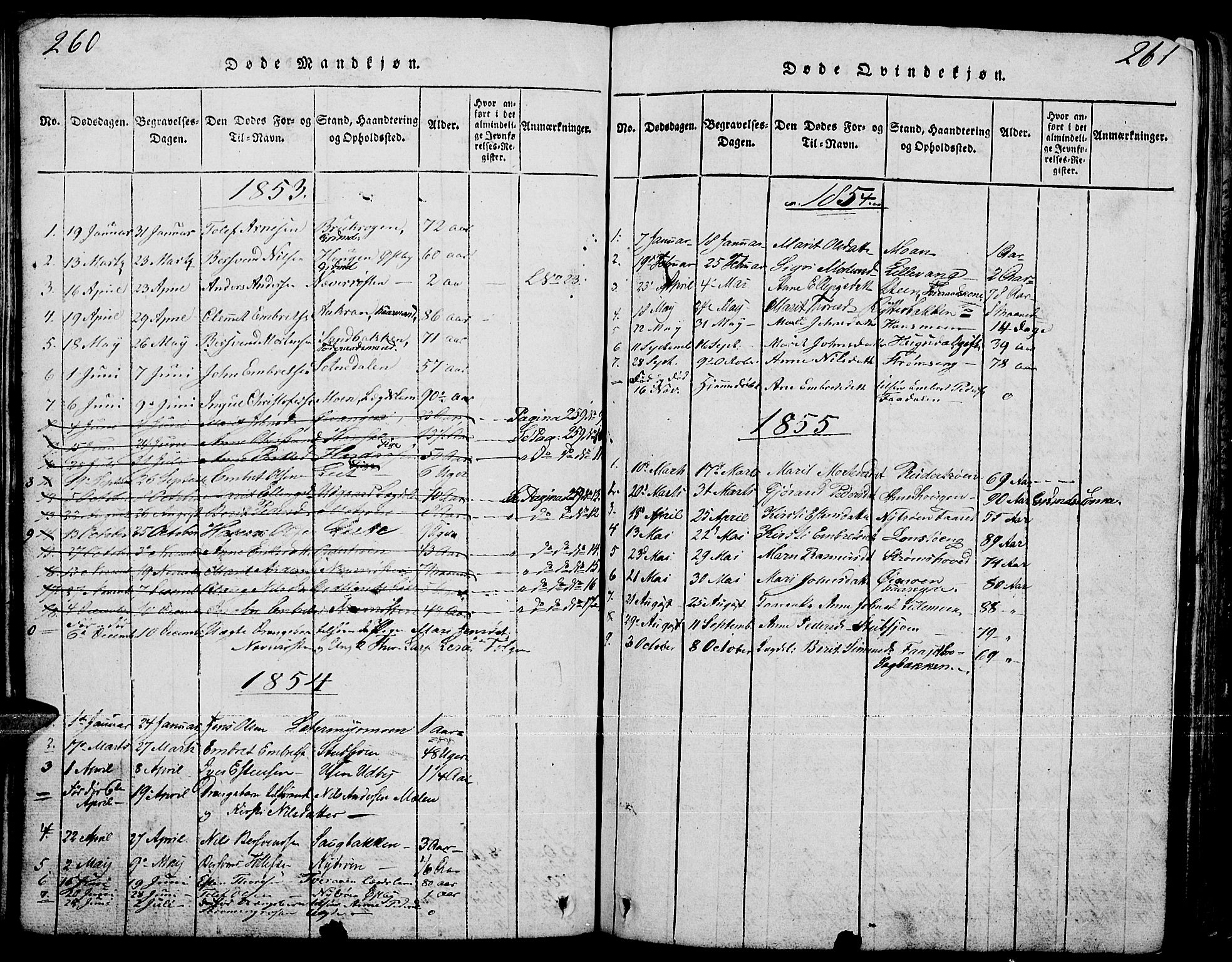 Tynset prestekontor, AV/SAH-PREST-058/H/Ha/Hab/L0001: Klokkerbok nr. 1, 1814-1859, s. 260-261