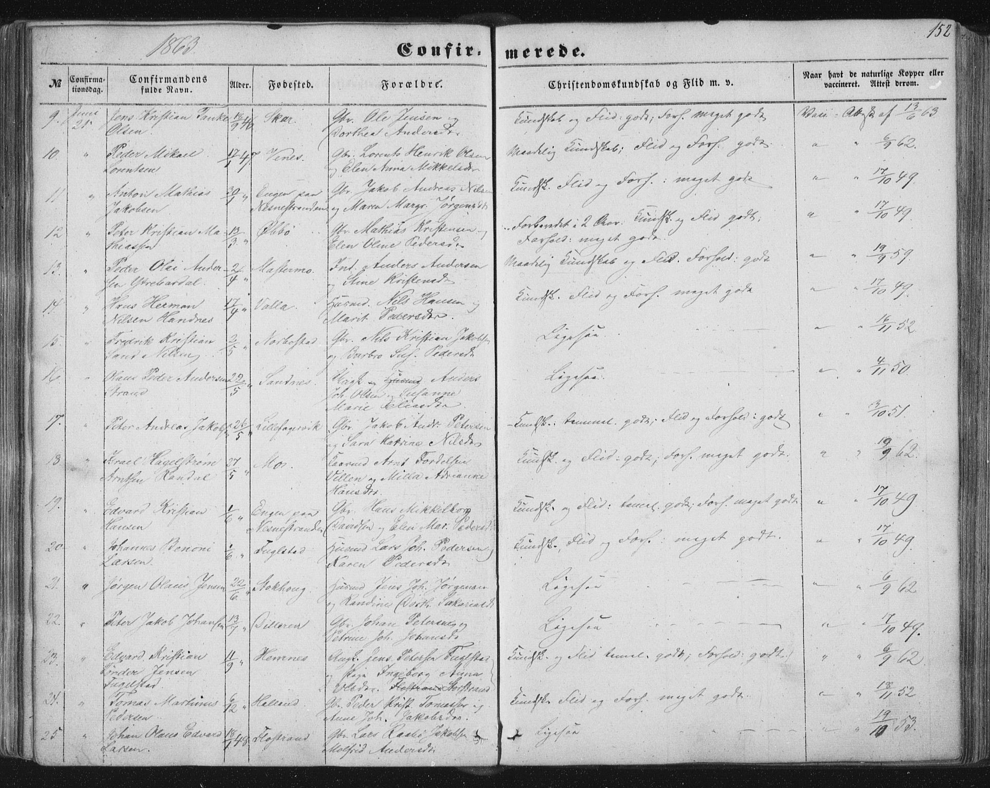 Ministerialprotokoller, klokkerbøker og fødselsregistre - Nordland, AV/SAT-A-1459/838/L0550: Ministerialbok nr. 838A08, 1855-1865, s. 152
