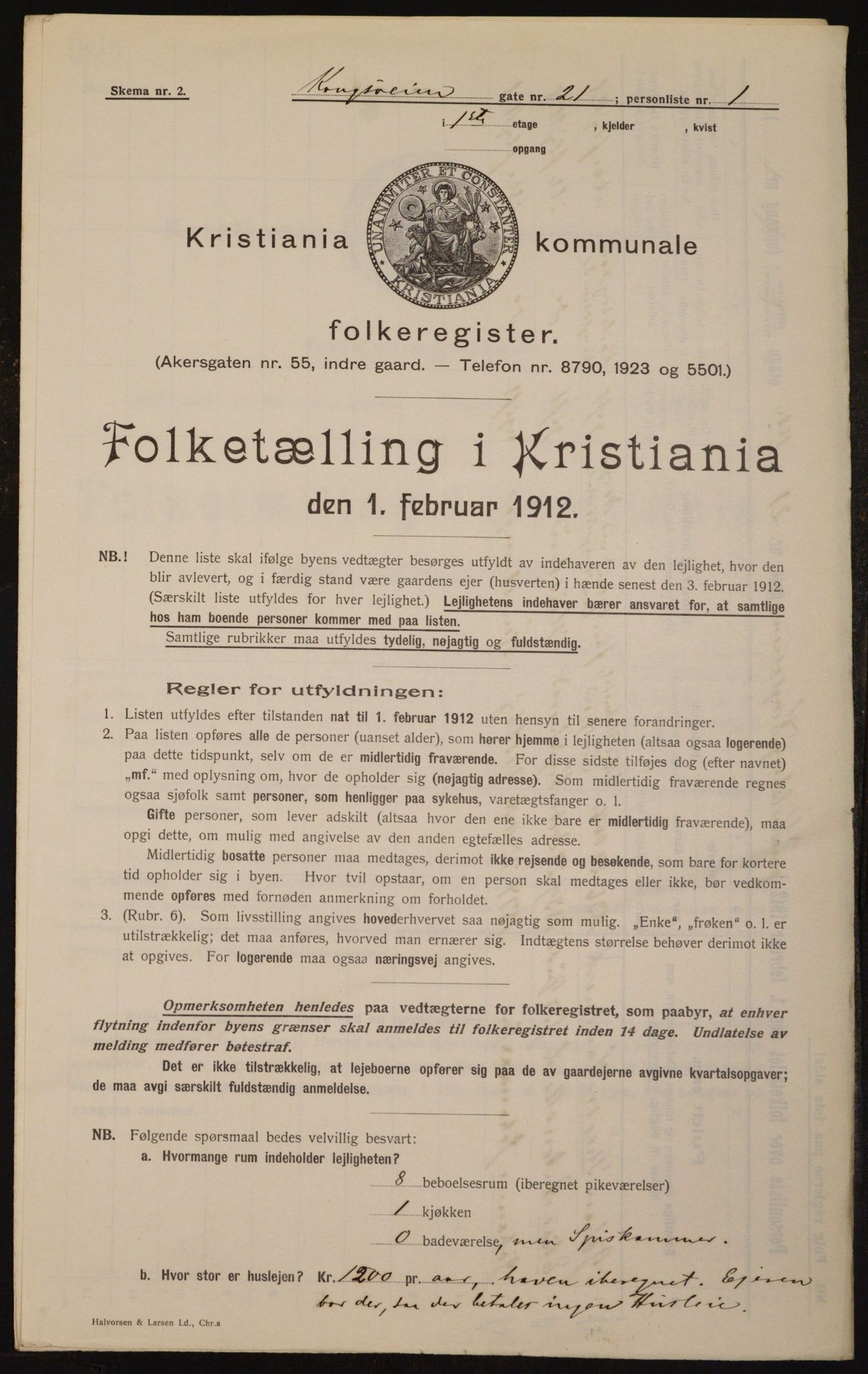 OBA, Kommunal folketelling 1.2.1912 for Kristiania, 1912, s. 53250