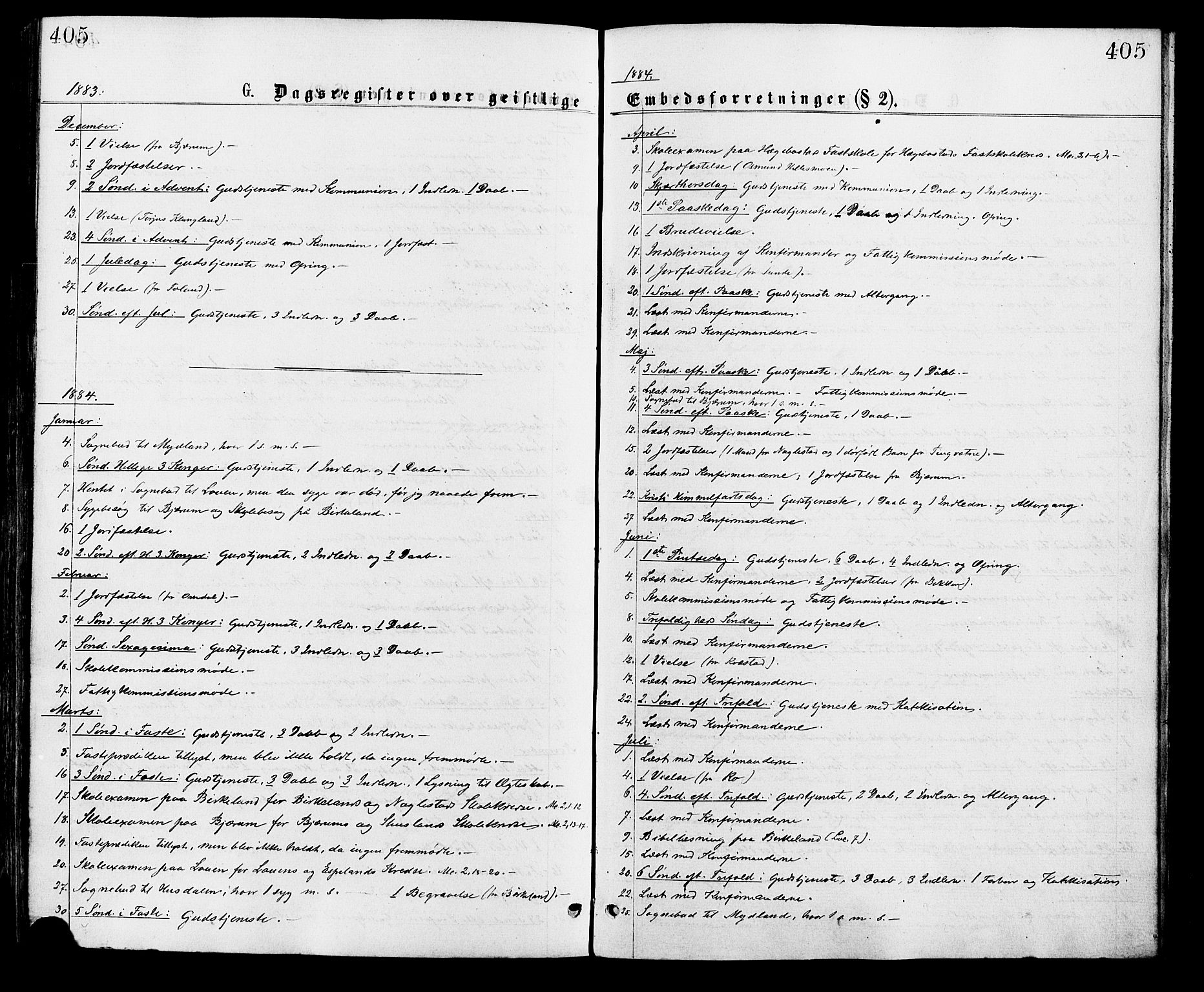 Hægebostad sokneprestkontor, SAK/1111-0024/F/Fa/Faa/L0005: Ministerialbok nr. A 5, 1864-1886, s. 405