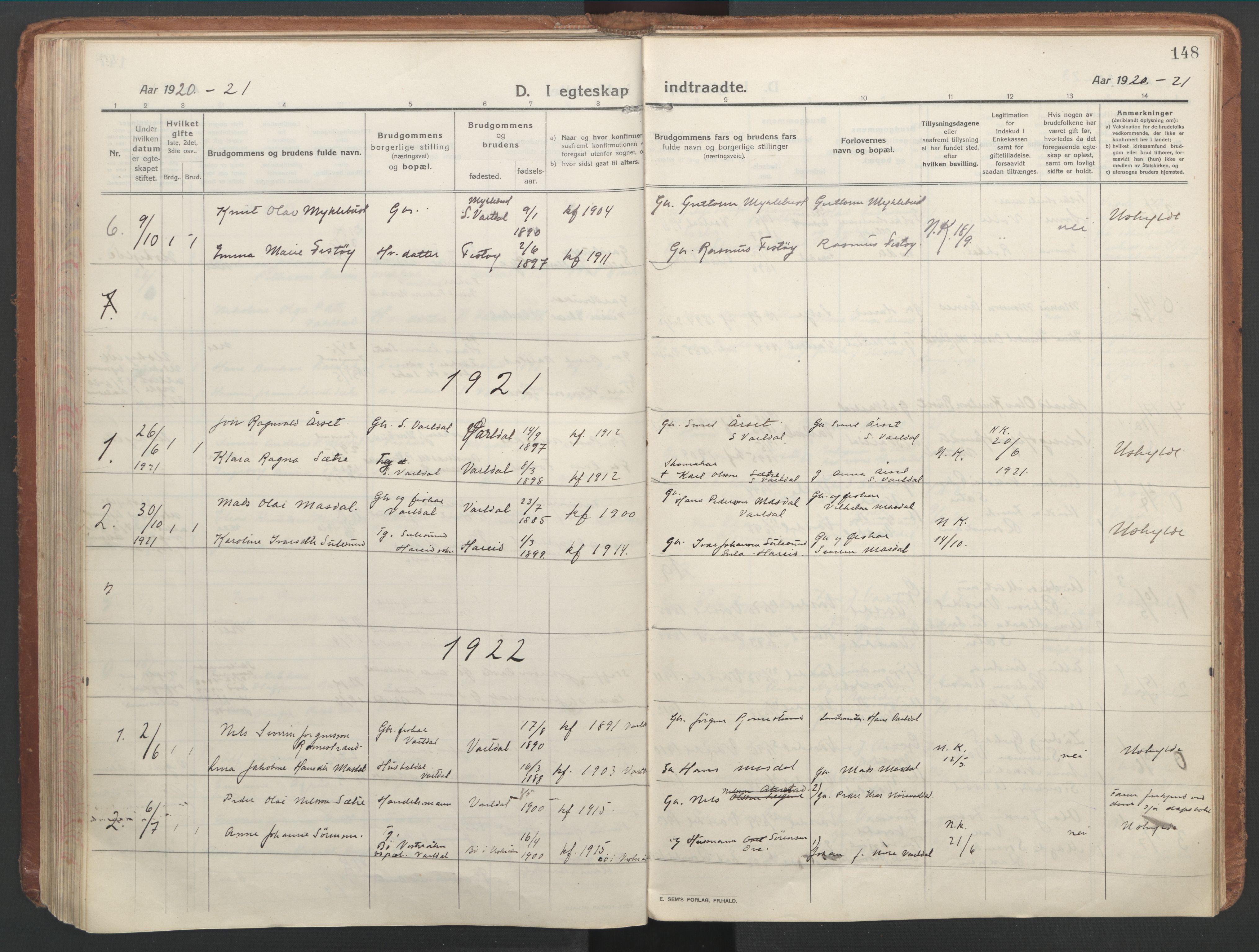 Ministerialprotokoller, klokkerbøker og fødselsregistre - Møre og Romsdal, AV/SAT-A-1454/514/L0200: Ministerialbok nr. 514A02, 1913-1943, s. 148