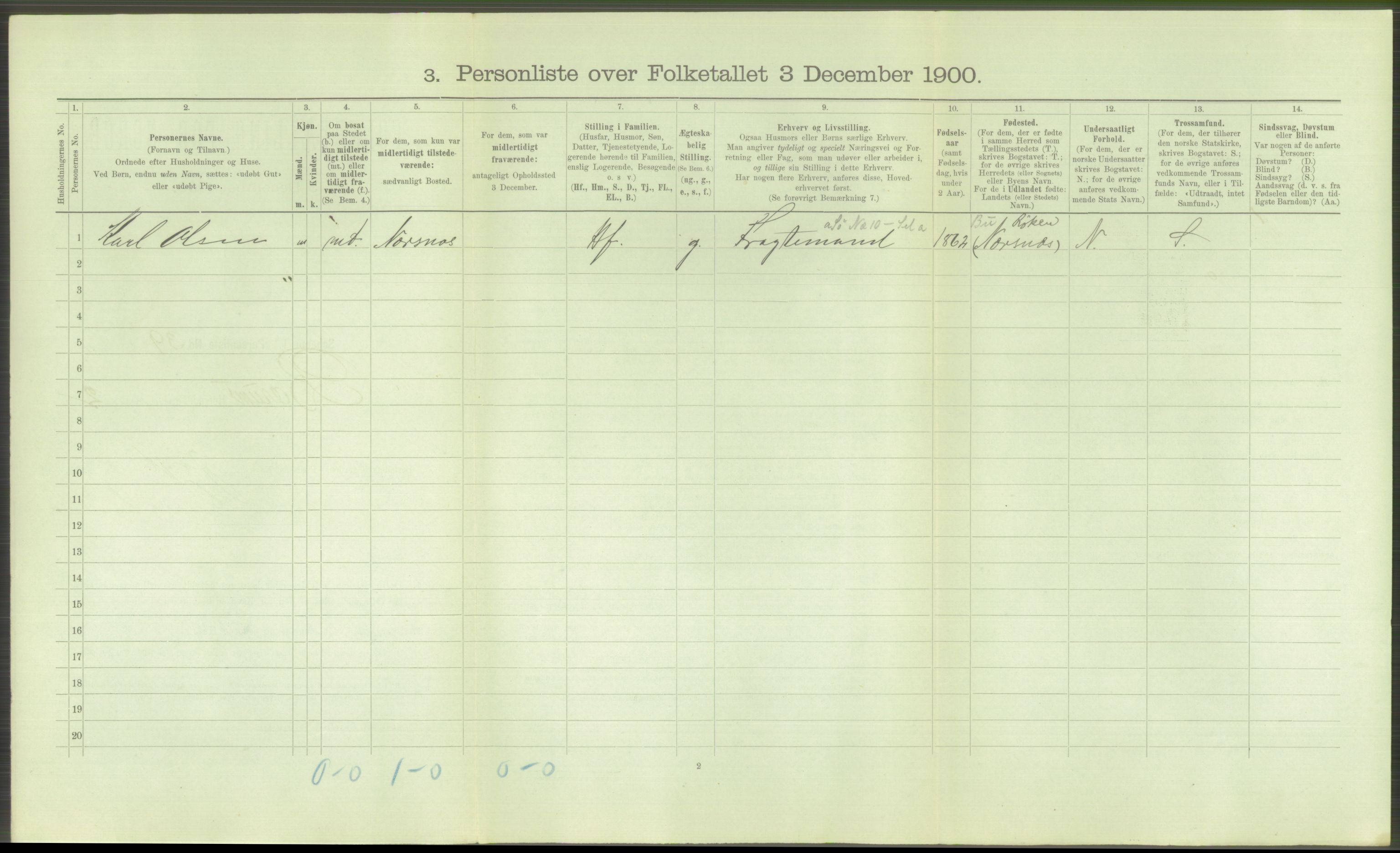 RA, Folketelling 1900 - skipslister med personlister for skip i norske havner, utenlandske havner og til havs, 1900, s. 3524