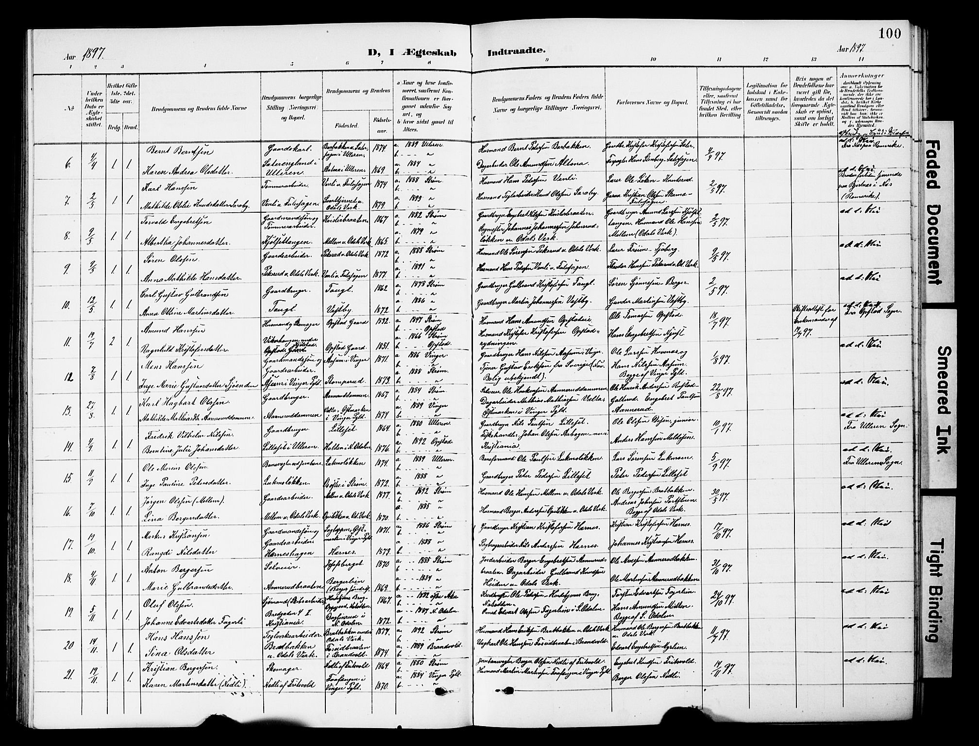 Sør-Odal prestekontor, AV/SAH-PREST-030/H/Ha/Hab/L0001: Klokkerbok nr. 1, 1895-1902, s. 100