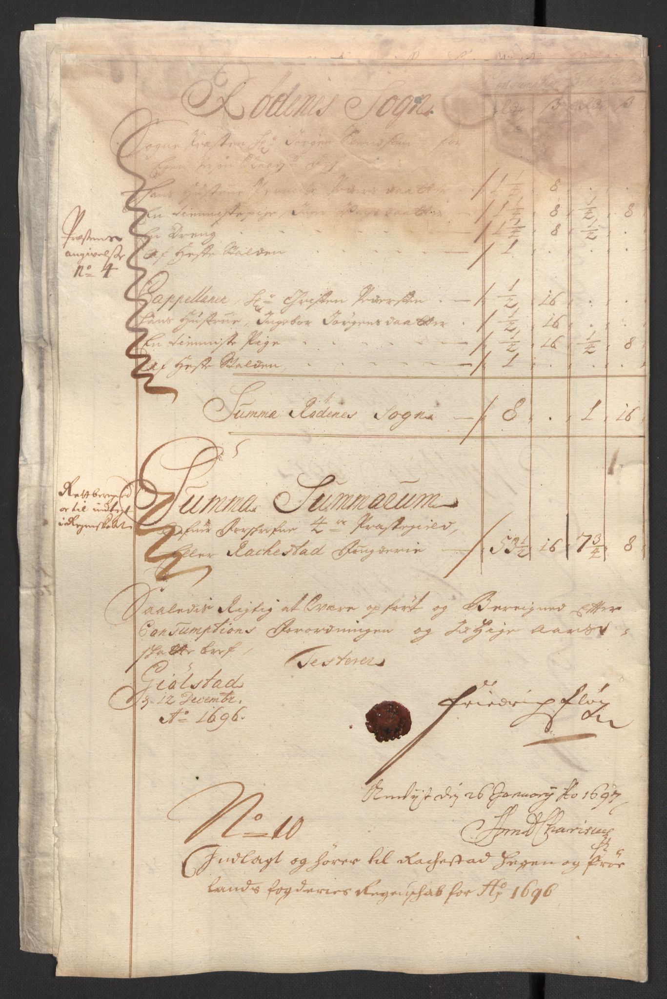 Rentekammeret inntil 1814, Reviderte regnskaper, Fogderegnskap, AV/RA-EA-4092/R07/L0286: Fogderegnskap Rakkestad, Heggen og Frøland, 1696, s. 243