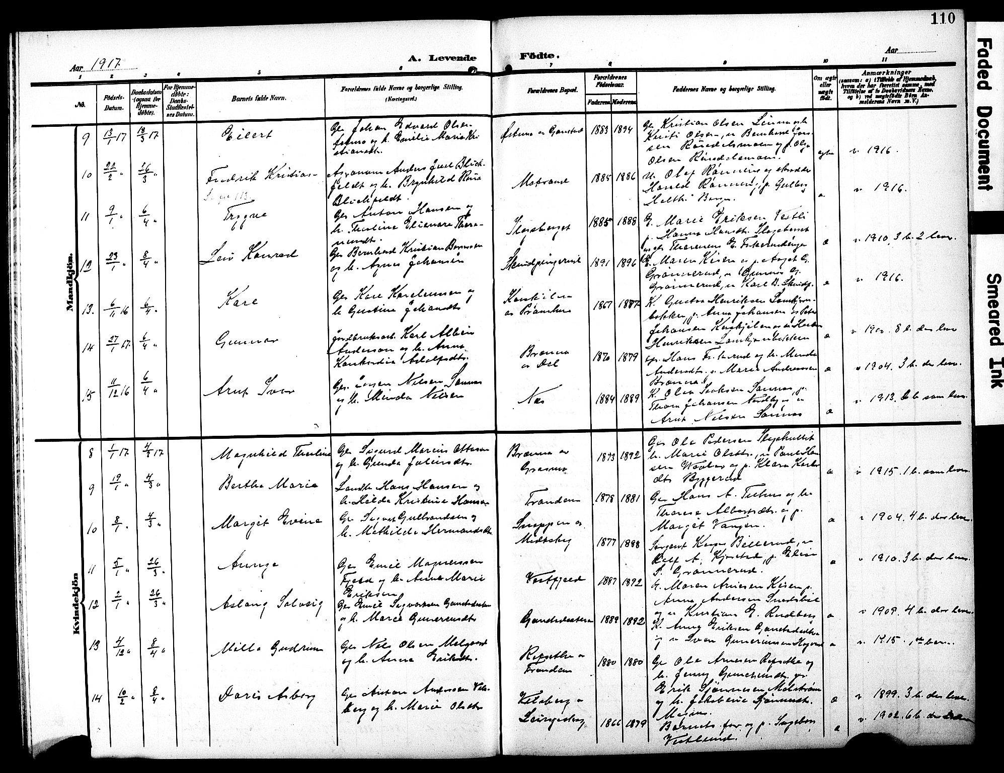 Eidskog prestekontor, AV/SAH-PREST-026/H/Ha/Hab/L0003: Klokkerbok nr. 3, 1904-1919, s. 110