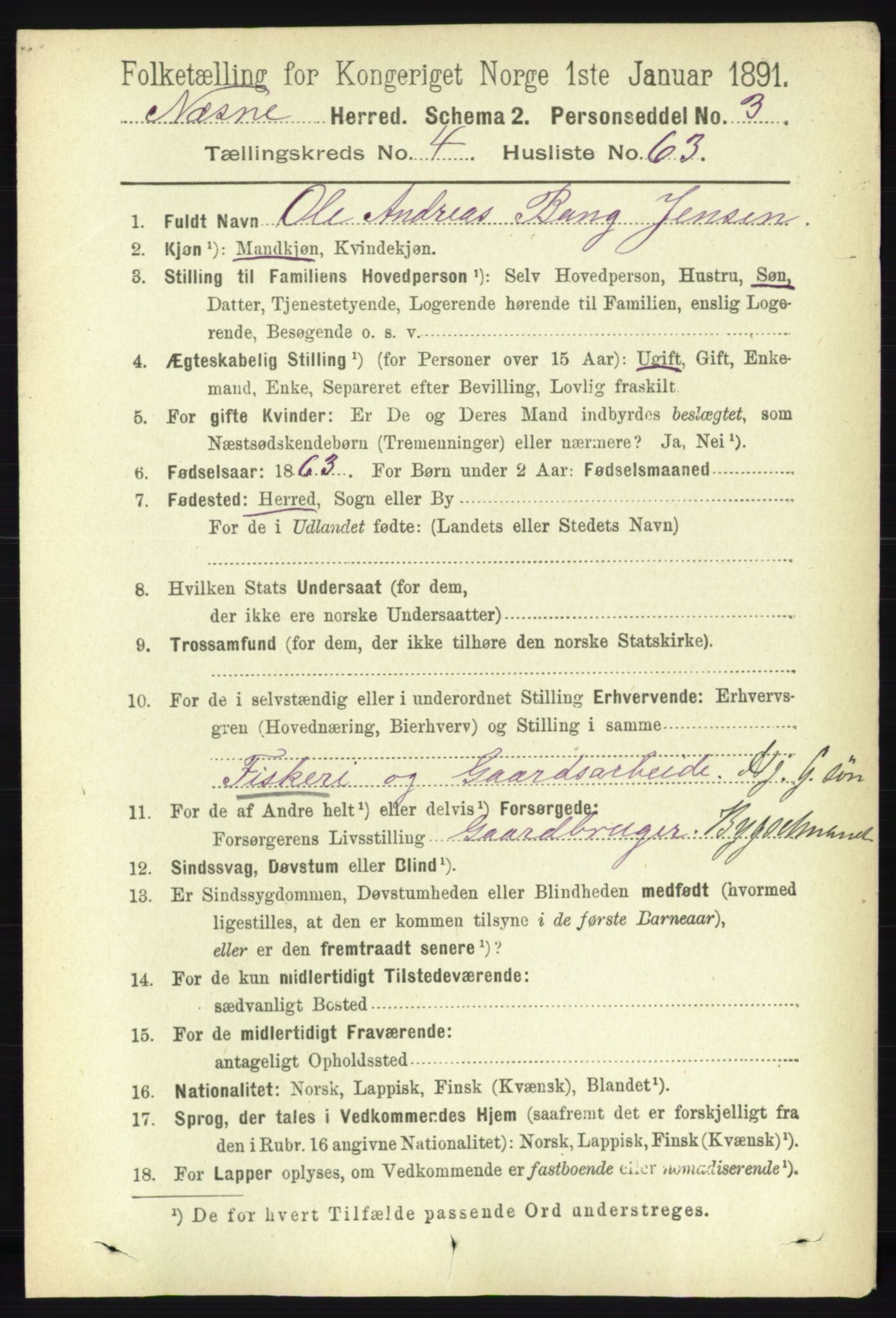 RA, Folketelling 1891 for 1828 Nesna herred, 1891, s. 2534