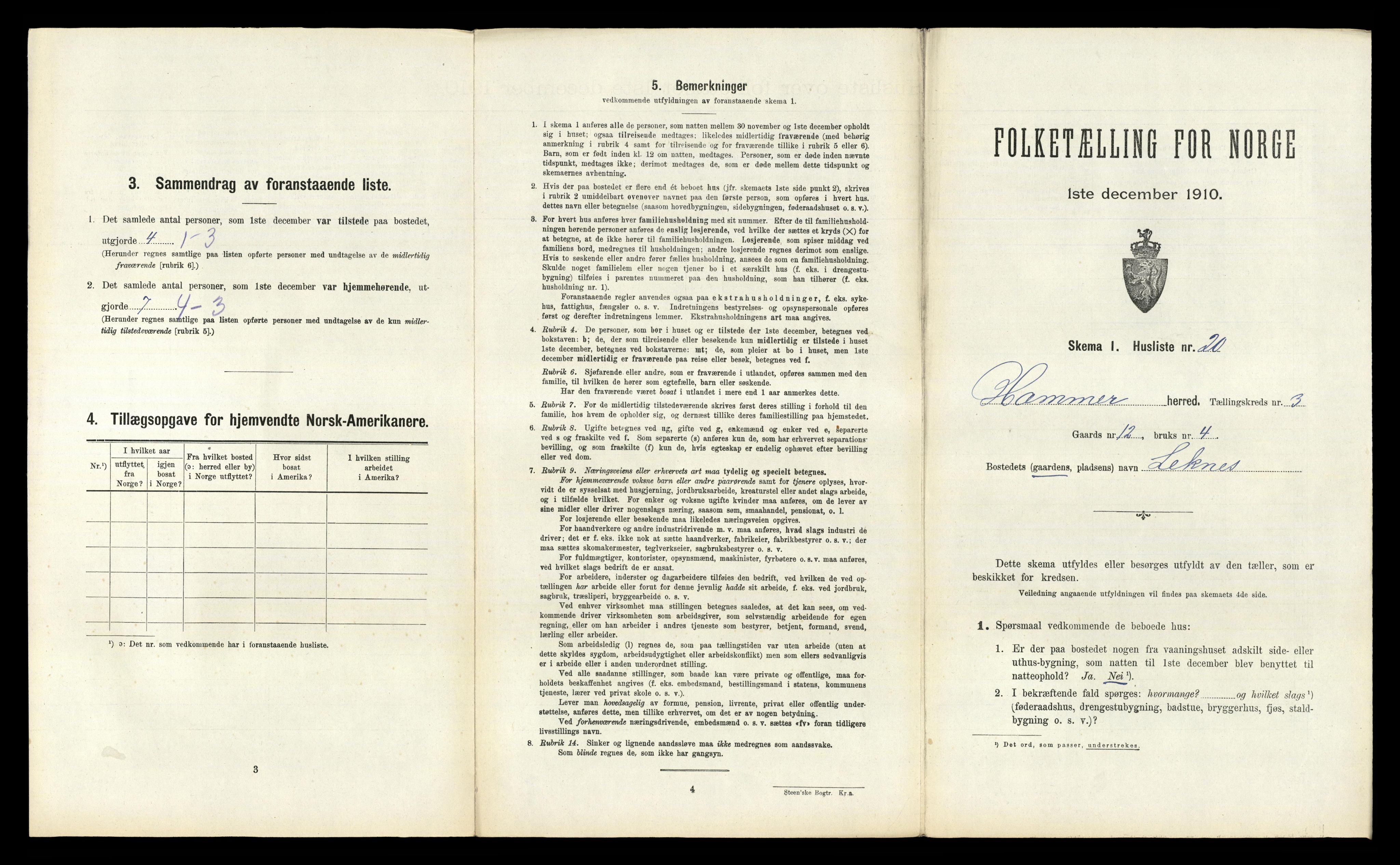 RA, Folketelling 1910 for 1254 Hamre herred, 1910, s. 186