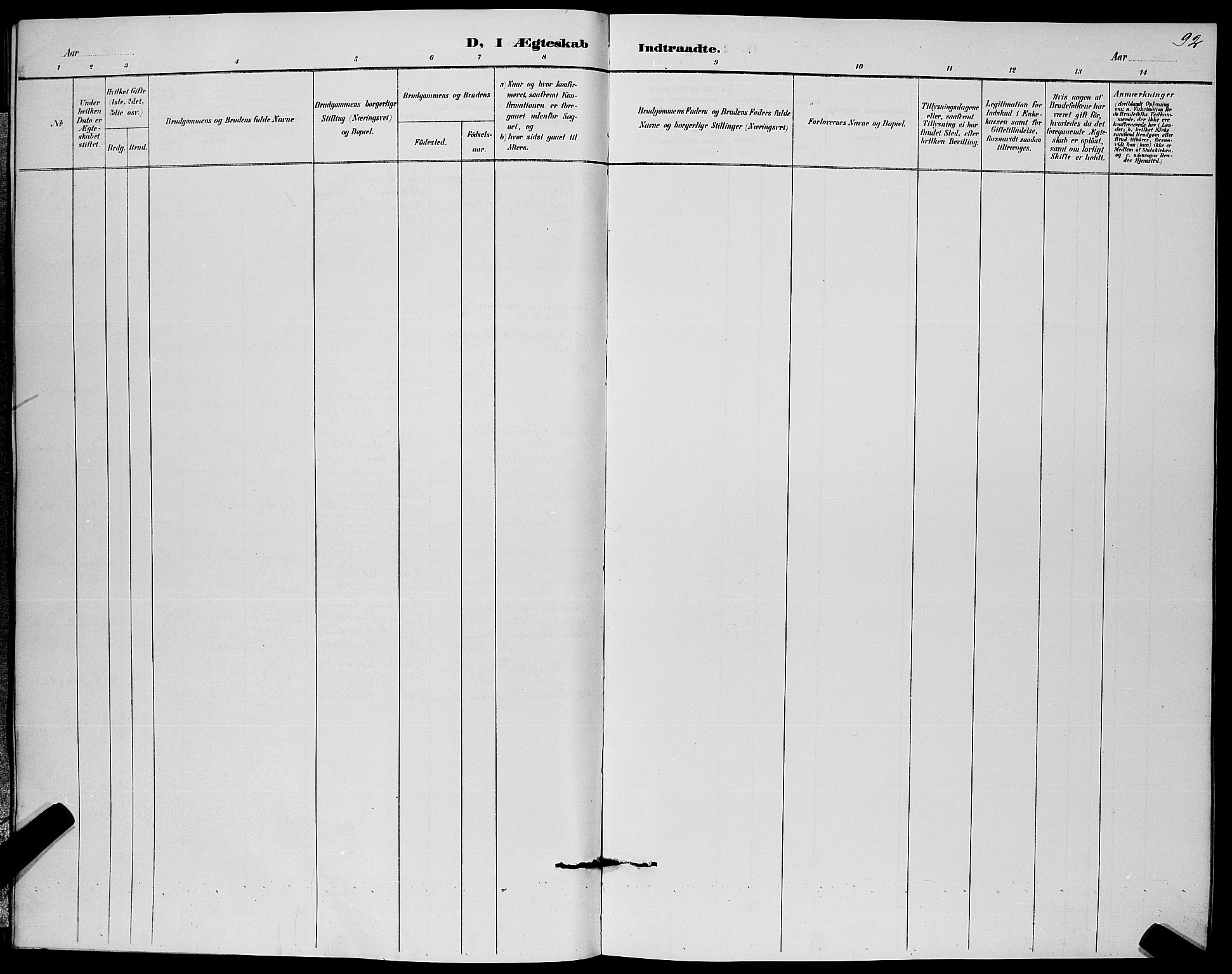 Strømm kirkebøker, AV/SAKO-A-322/G/Ga/L0003: Klokkerbok nr. I 3, 1889-1896, s. 92