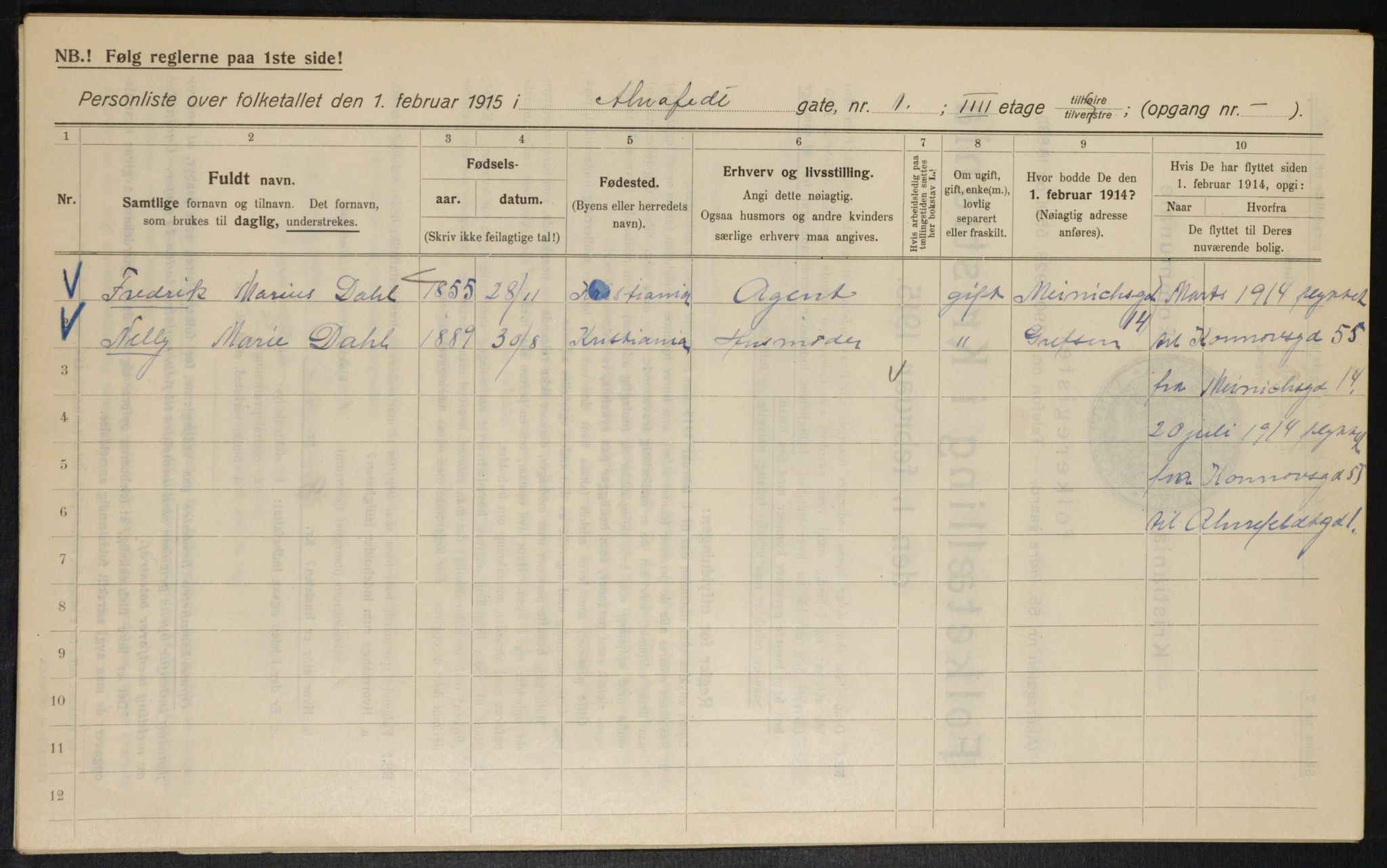 OBA, Kommunal folketelling 1.2.1915 for Kristiania, 1915, s. 973