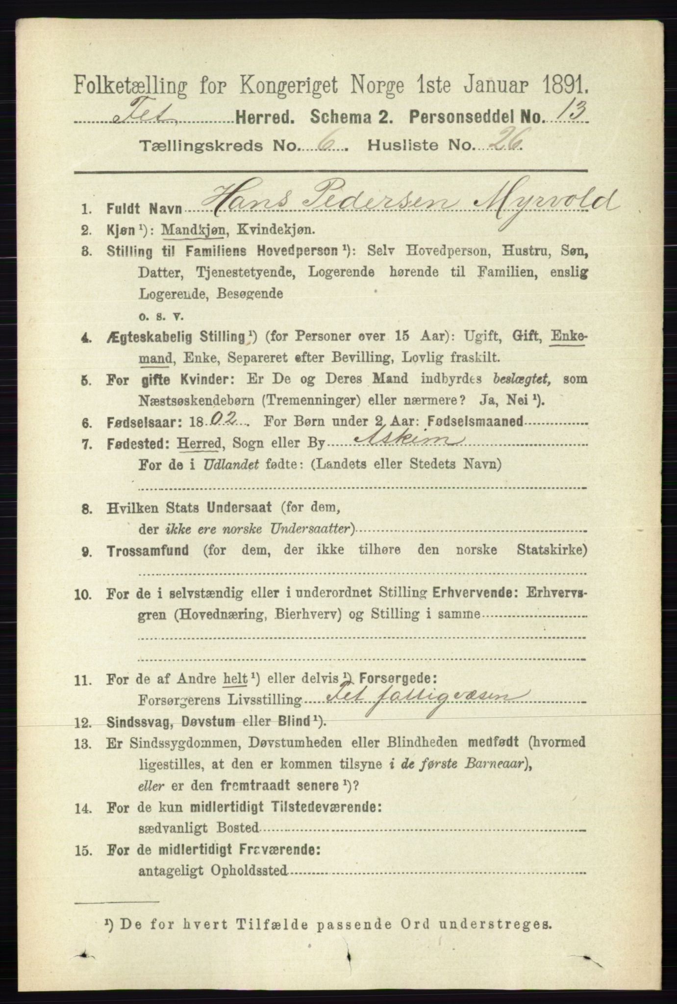 RA, Folketelling 1891 for 0227 Fet herred, 1891, s. 2116