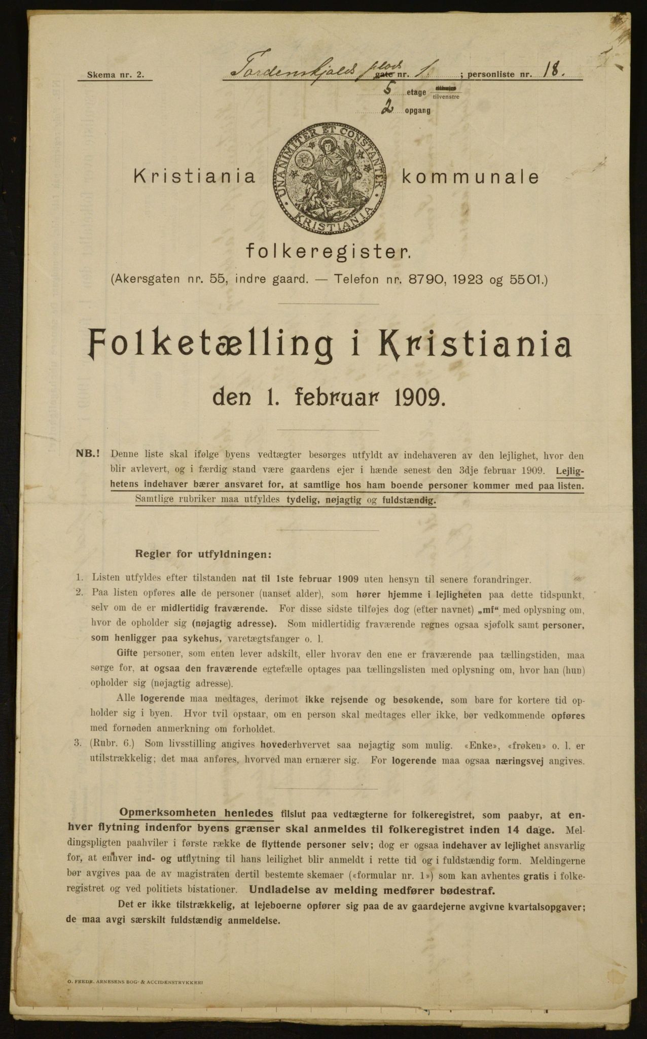 OBA, Kommunal folketelling 1.2.1909 for Kristiania kjøpstad, 1909, s. 103224