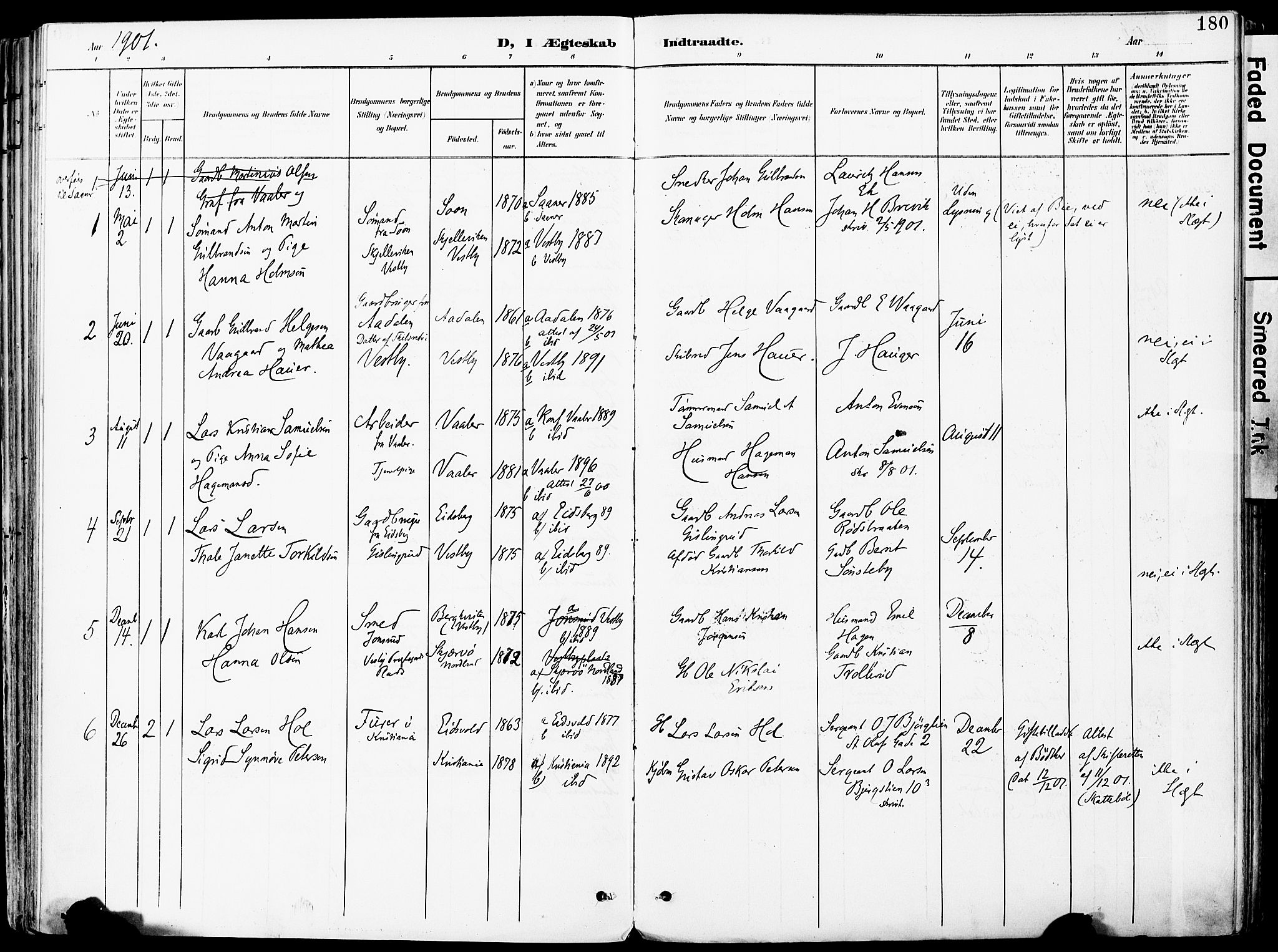 Vestby prestekontor Kirkebøker, AV/SAO-A-10893/F/Fa/L0010: Ministerialbok nr. I 10, 1900-1926, s. 180