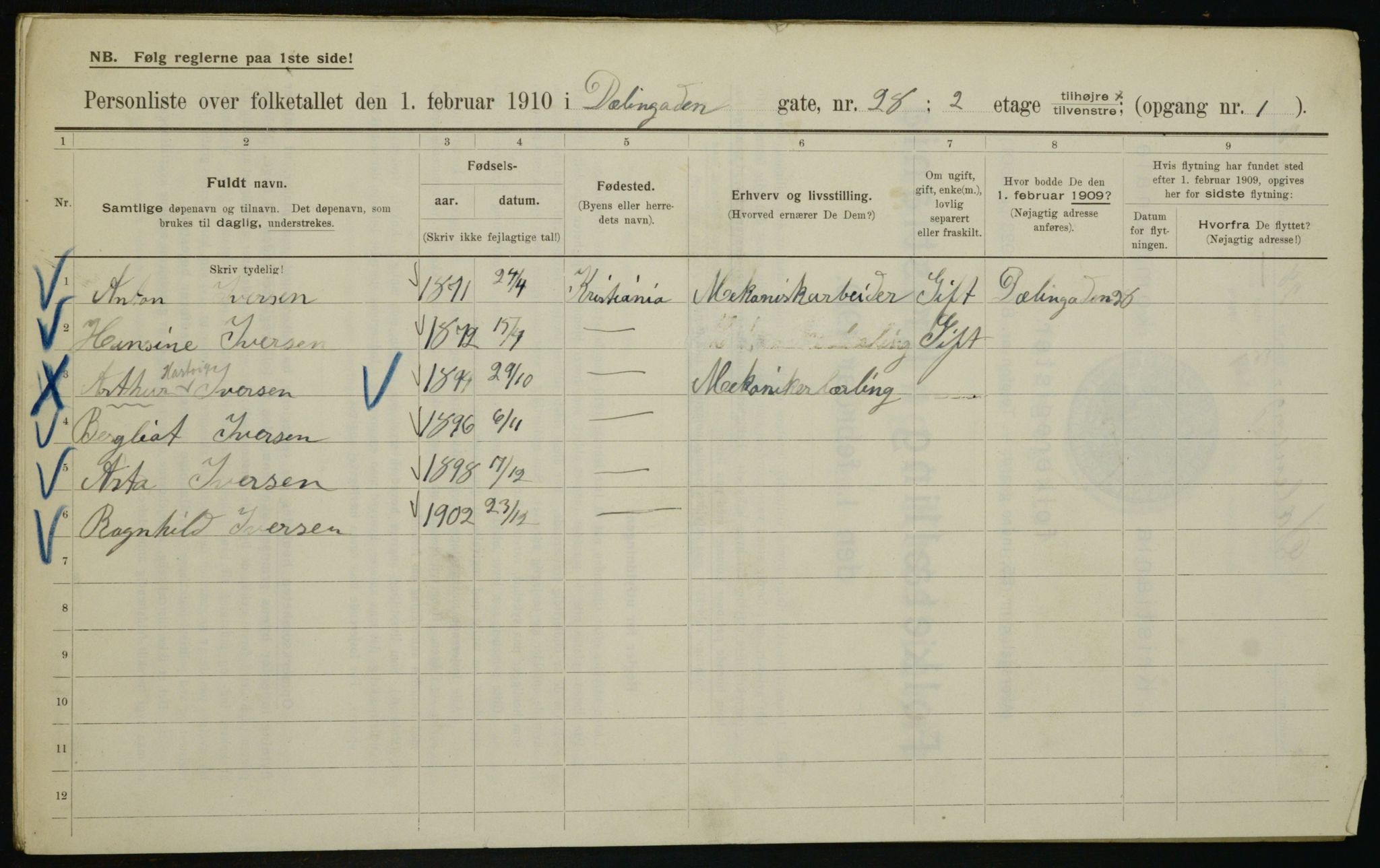 OBA, Kommunal folketelling 1.2.1910 for Kristiania, 1910, s. 16643