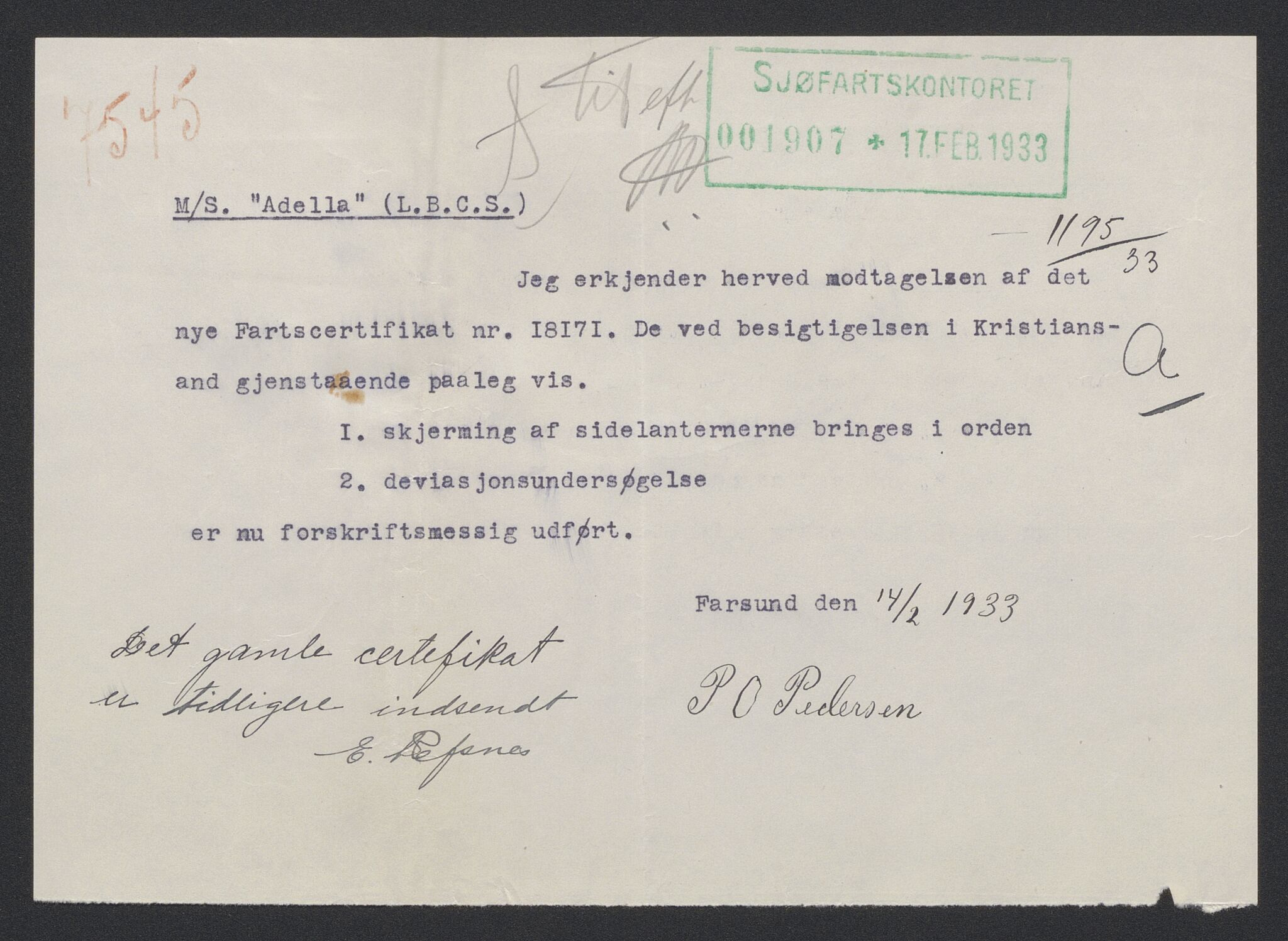 Sjøfartsdirektoratet med forløpere, skipsmapper slettede skip, AV/RA-S-4998/F/Fa/L0005: --, 1864-1933, s. 5