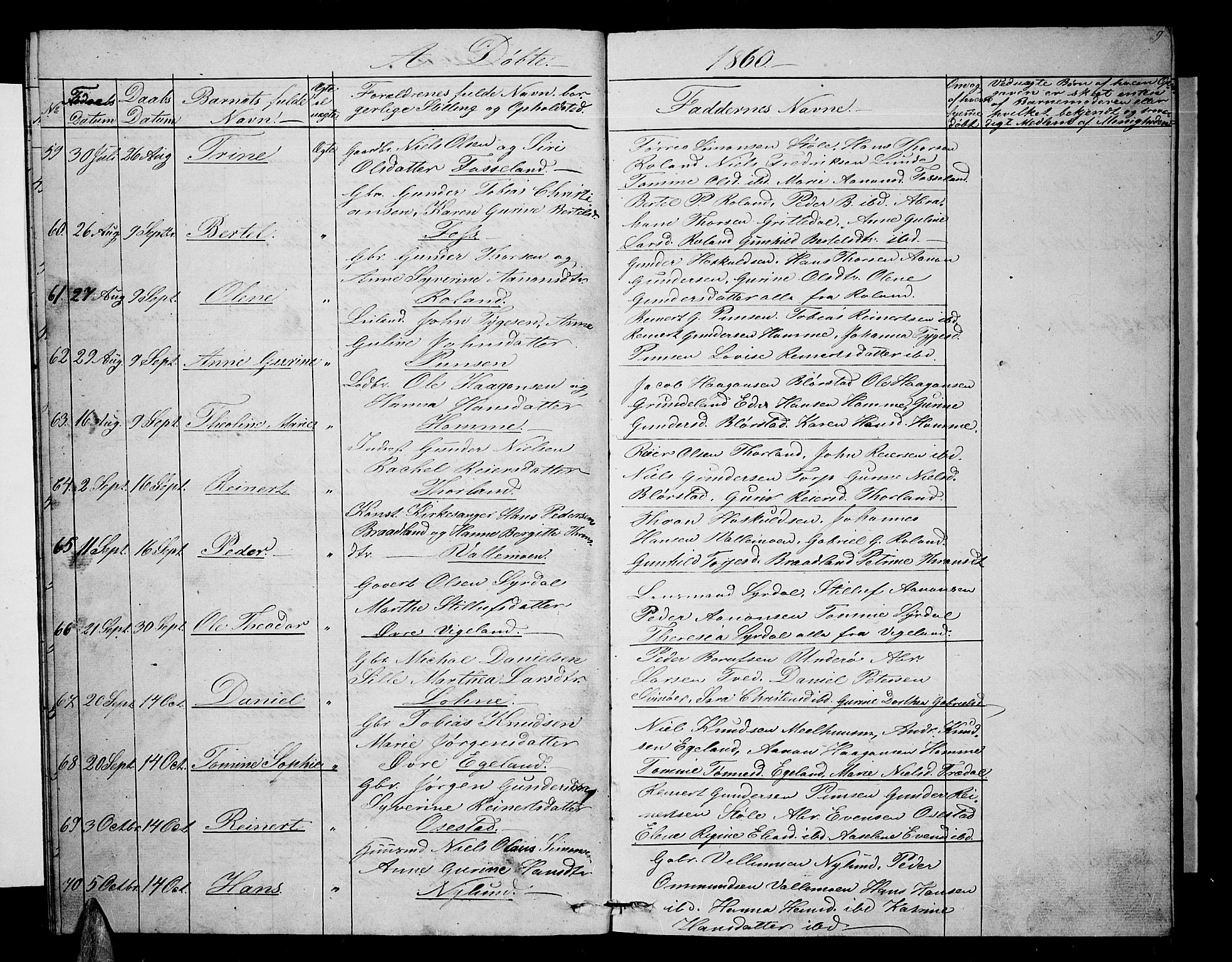 Sør-Audnedal sokneprestkontor, AV/SAK-1111-0039/F/Fb/Fbb/L0003: Klokkerbok nr. B 3, 1859-1868, s. 9
