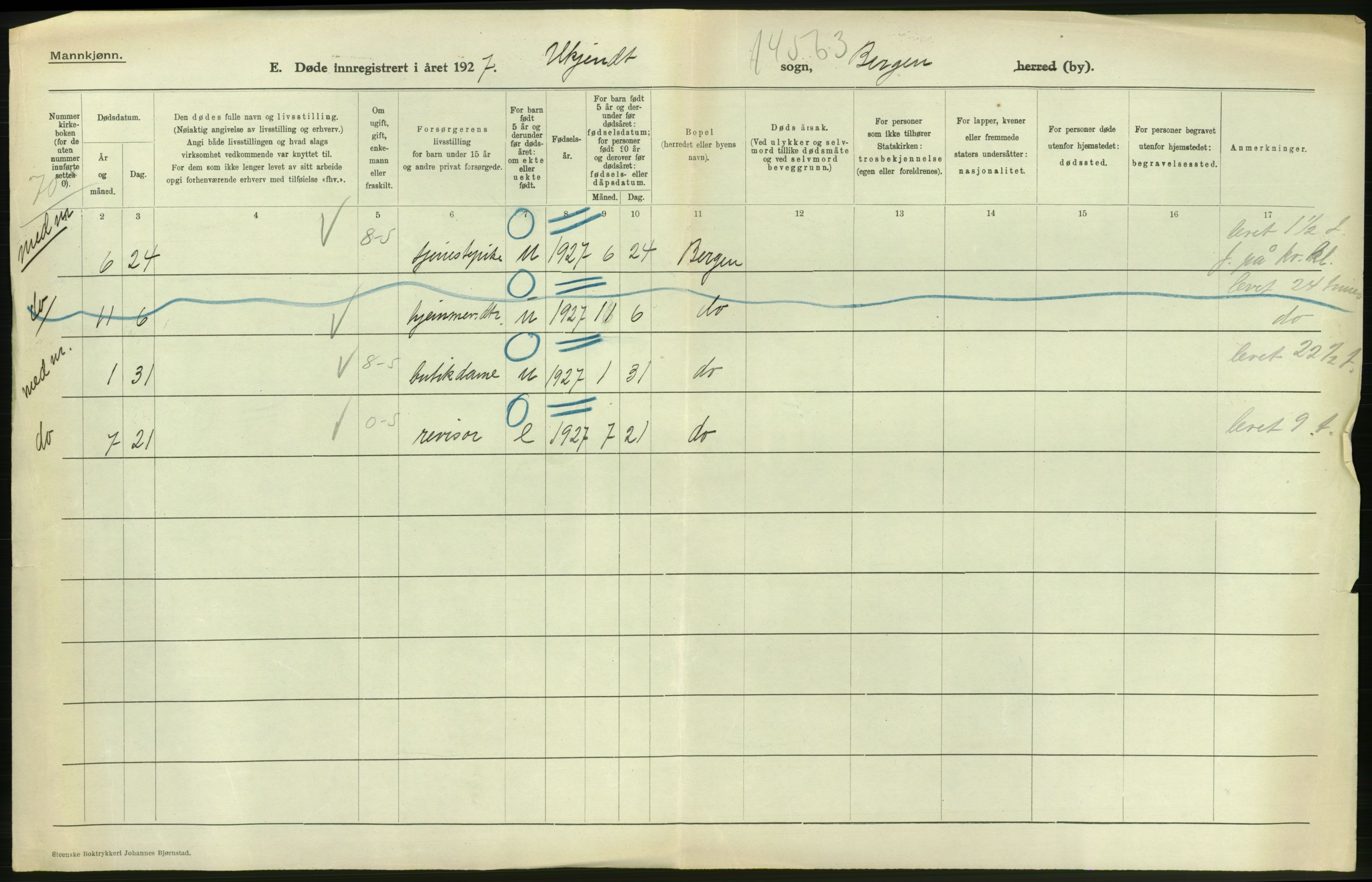 Statistisk sentralbyrå, Sosiodemografiske emner, Befolkning, RA/S-2228/D/Df/Dfc/Dfcg/L0028: Bergen: Gifte, døde., 1927, s. 608