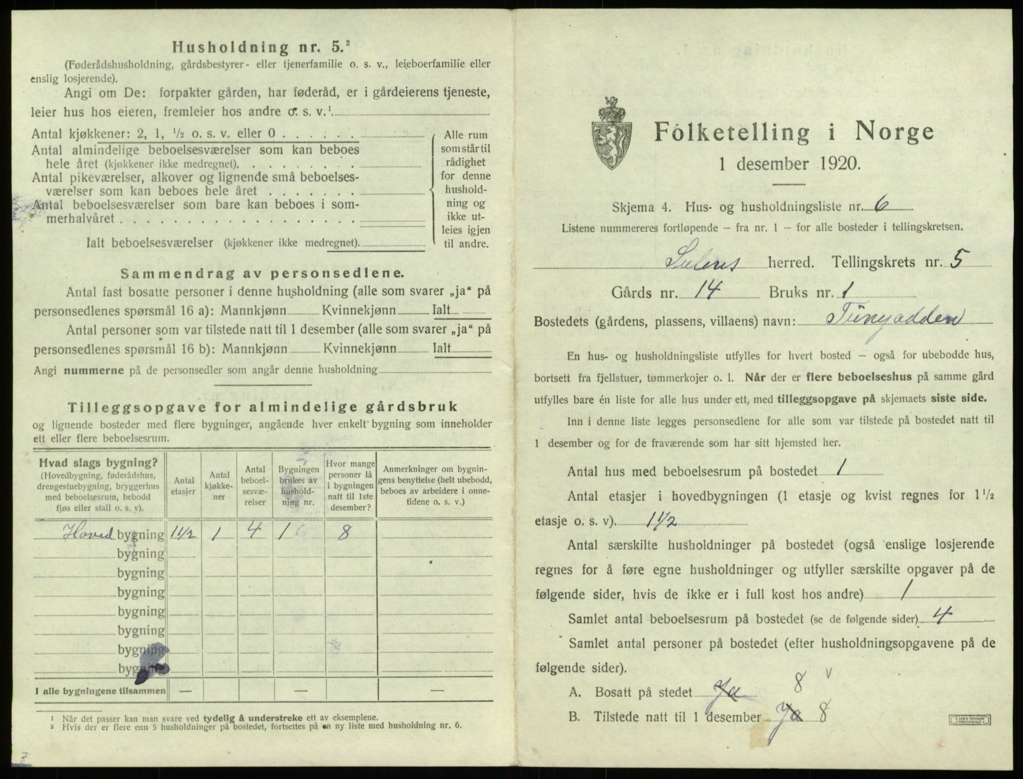 SAB, Folketelling 1920 for 1412 Solund herred, 1920, s. 315