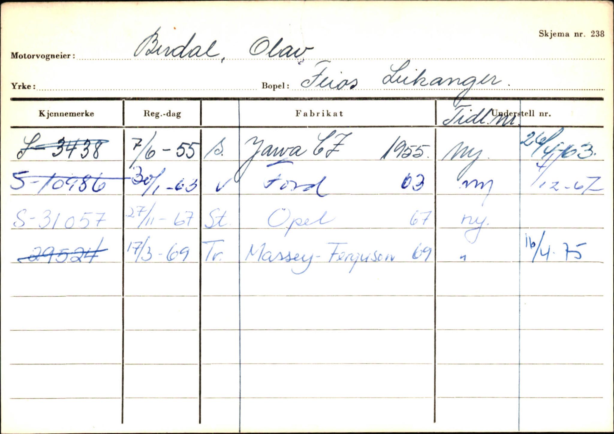 Statens vegvesen, Sogn og Fjordane vegkontor, SAB/A-5301/4/F/L0126: Eigarregister Fjaler M-Å. Leikanger A-Å, 1945-1975, s. 838