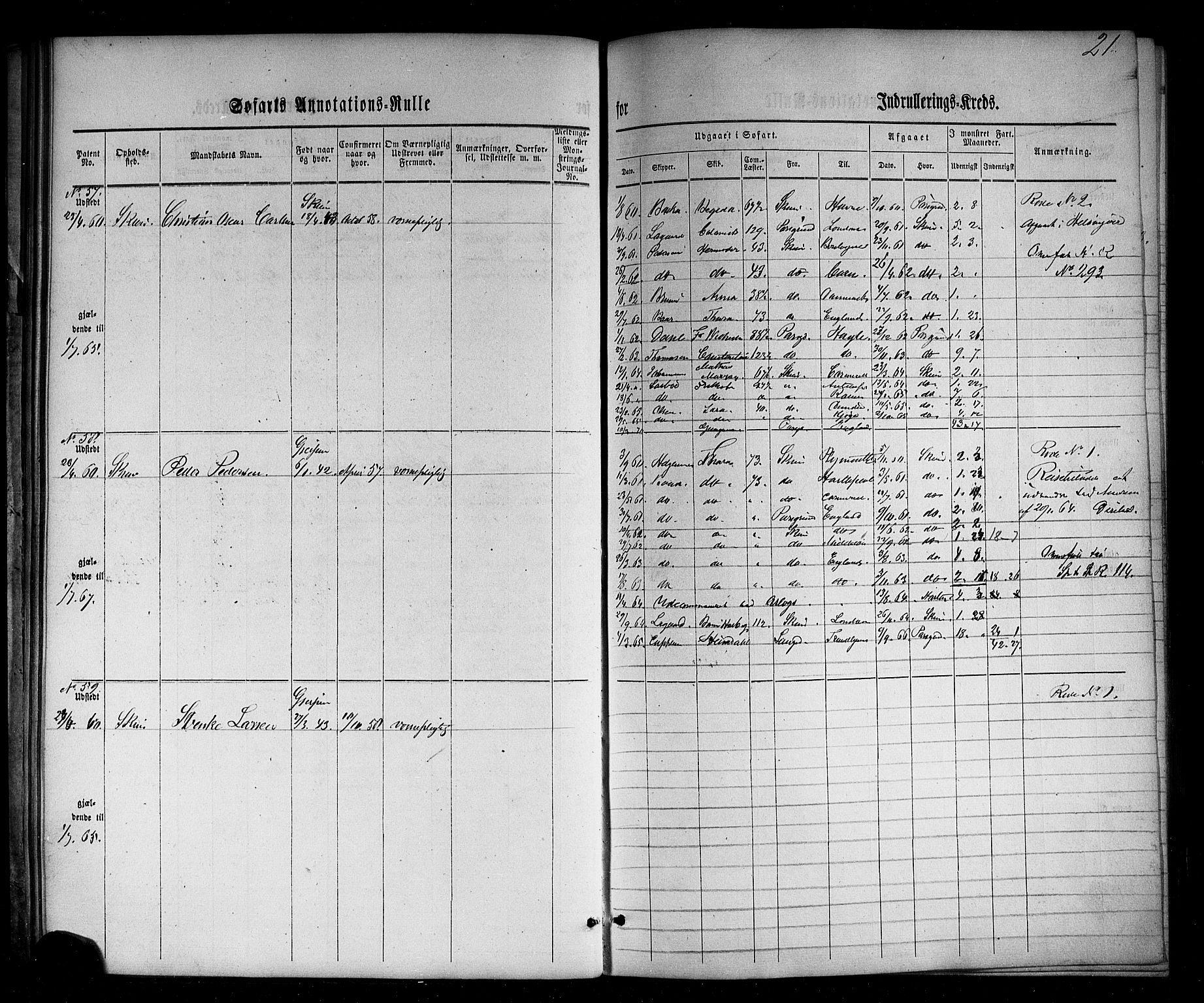 Skien innrulleringskontor, AV/SAKO-A-832/F/Fc/L0001: Annotasjonsrulle, 1860-1868, s. 44