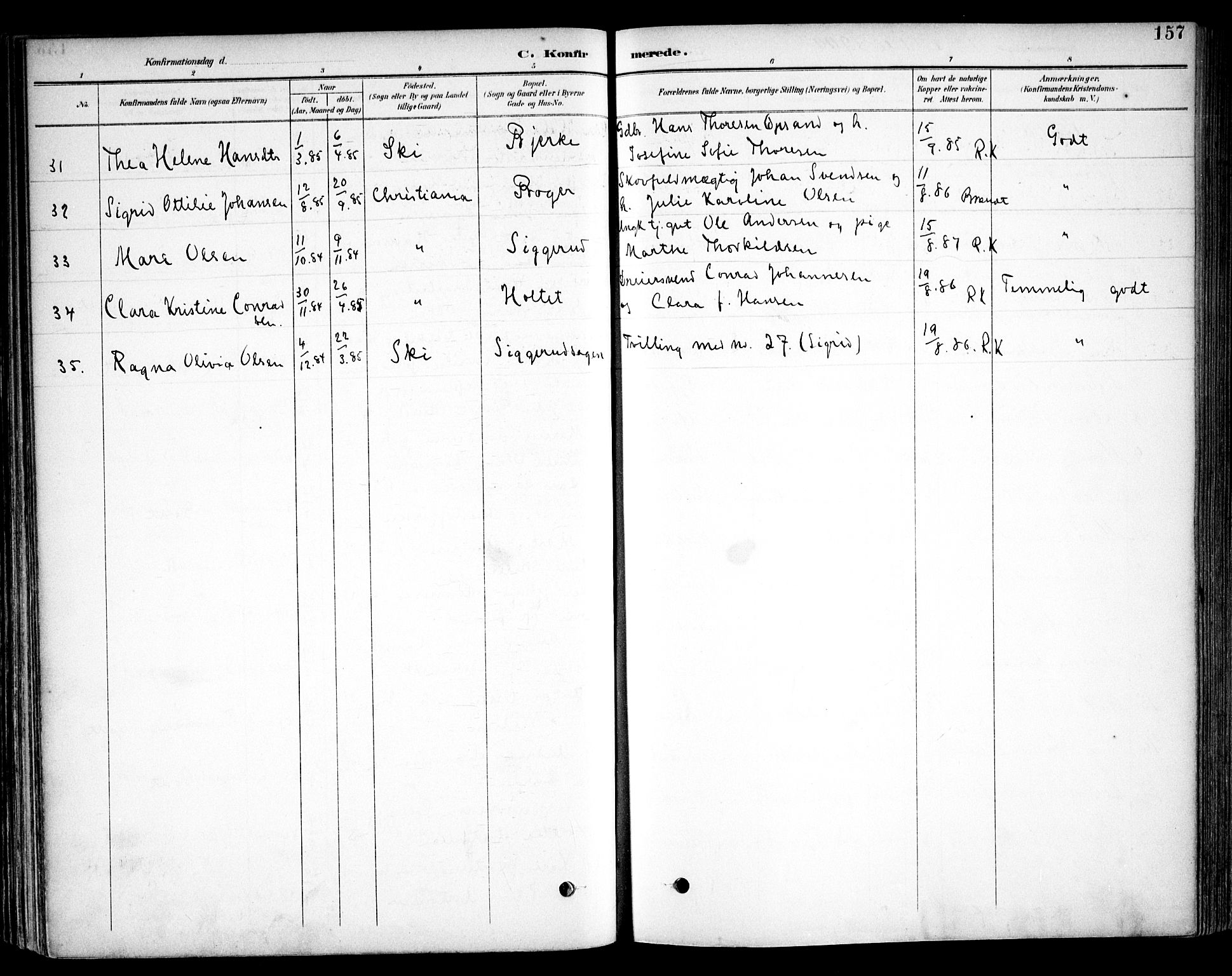 Kråkstad prestekontor Kirkebøker, SAO/A-10125a/F/Fb/L0002: Ministerialbok nr. II 2, 1893-1917, s. 157