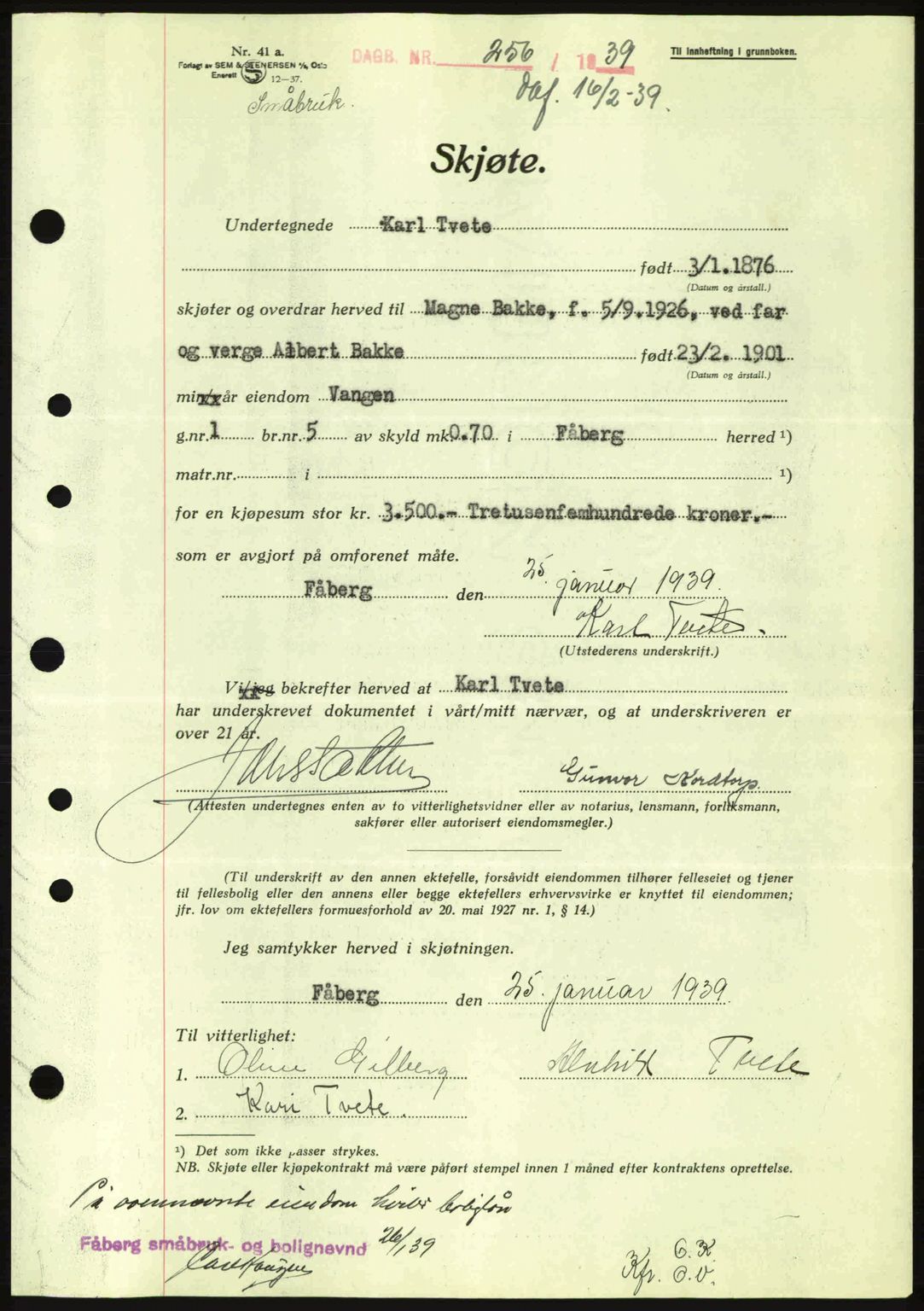 Sør-Gudbrandsdal tingrett, SAH/TING-004/H/Hb/Hbd/L0005: Pantebok nr. A5, 1938-1939, Dagboknr: 256/1939