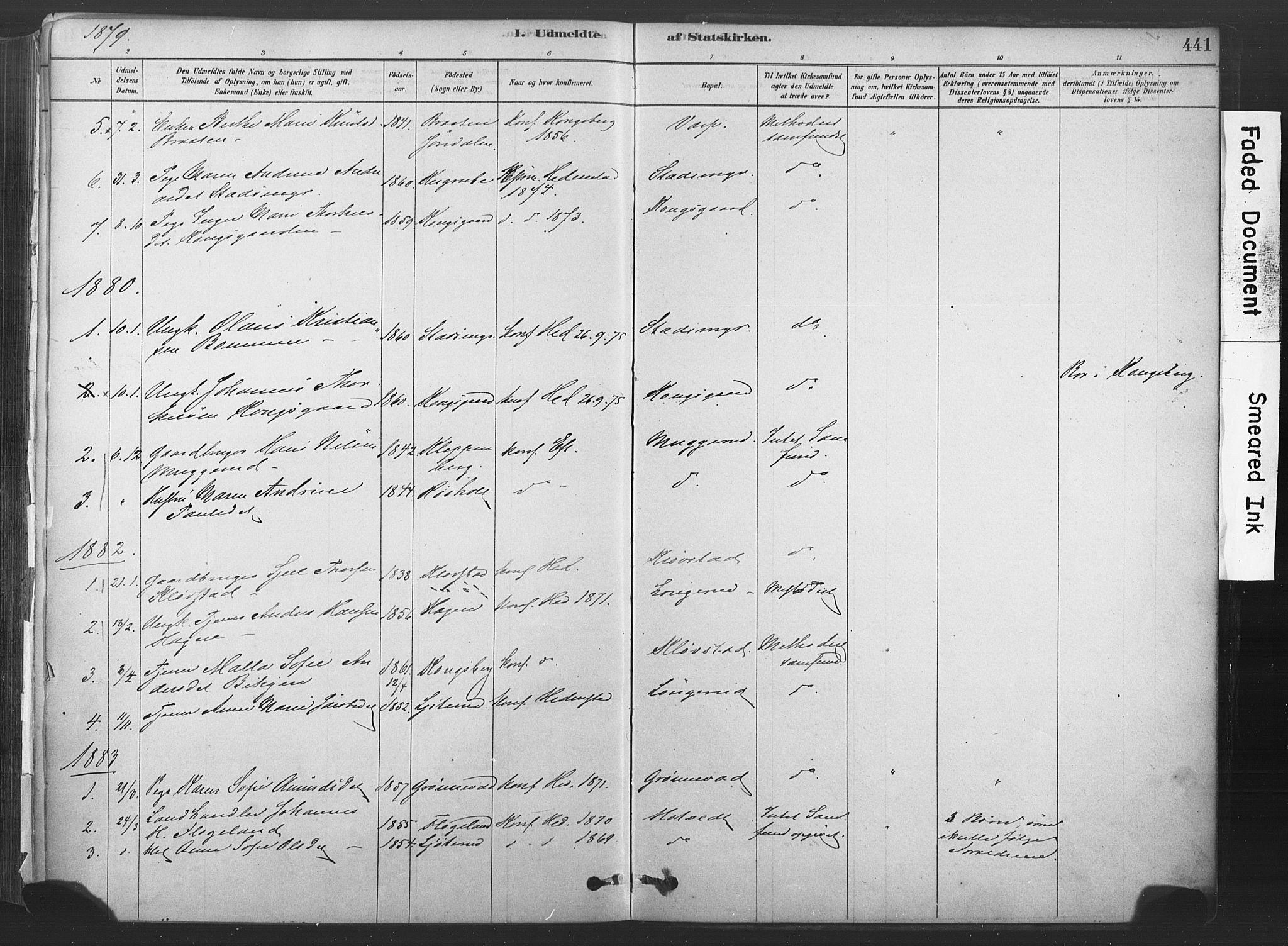 Sandsvær kirkebøker, AV/SAKO-A-244/F/Fd/L0001: Ministerialbok nr. IV 1, 1878-1906, s. 441